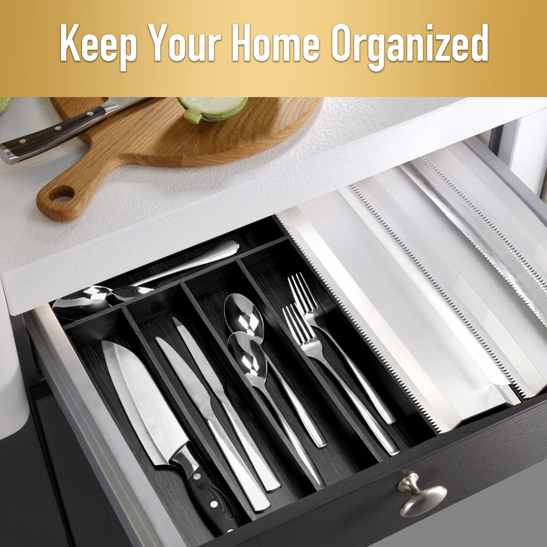 Silverware Organizer Bamboo Kitchen Drawer Organizer Utensil Organizer Silverware Holder Cutlery Organizer in drawer Flatware Organizer Tray
