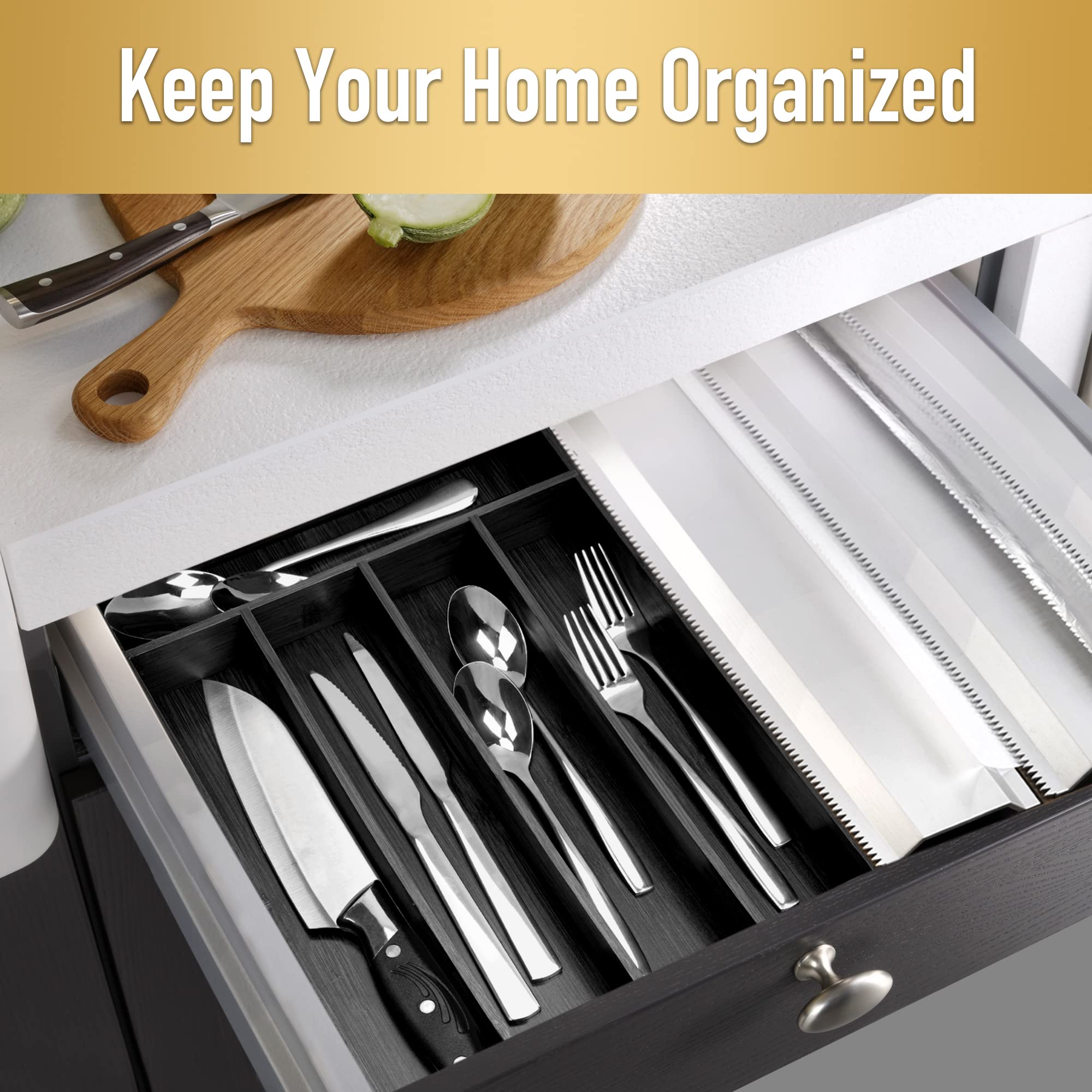 Silverware Organizer Bamboo Kitchen Drawer Organizer Utensil Organizer Silverware Holder Cutlery Organizer in drawer Flatware Organizer Tray