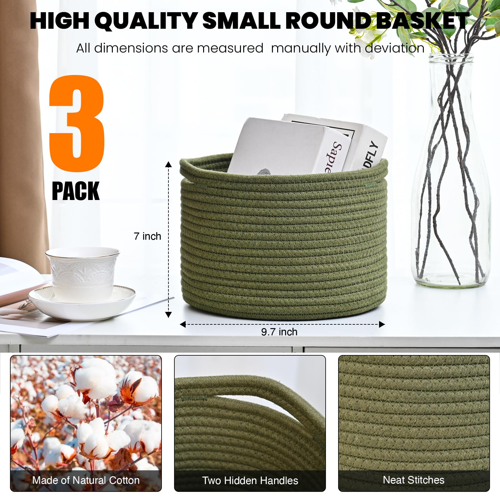 Small Storage Baskets for Organizing (3 Count)