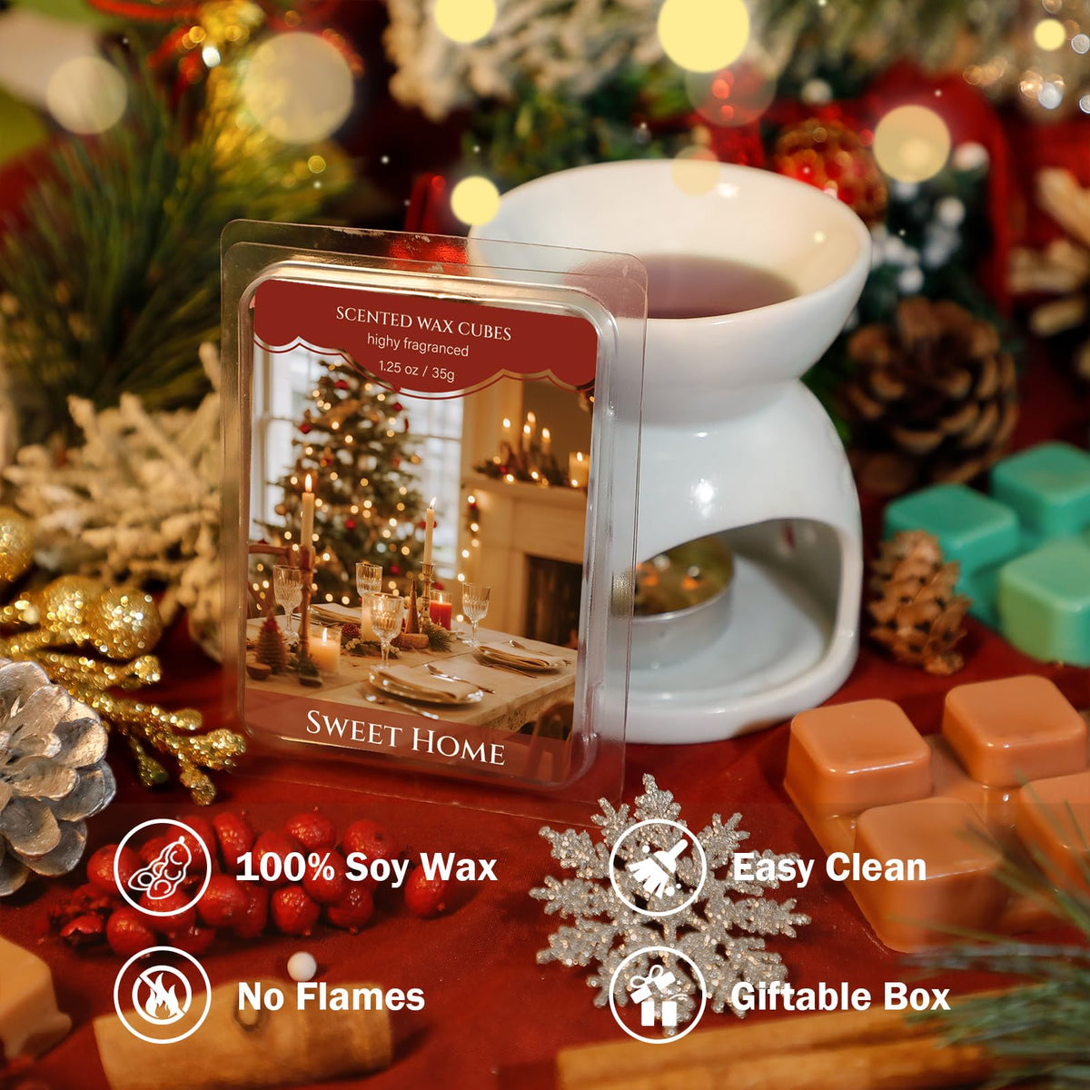 Wax Melts Christmas Scented Wax Cubes for Wax Warmers 6 Pack