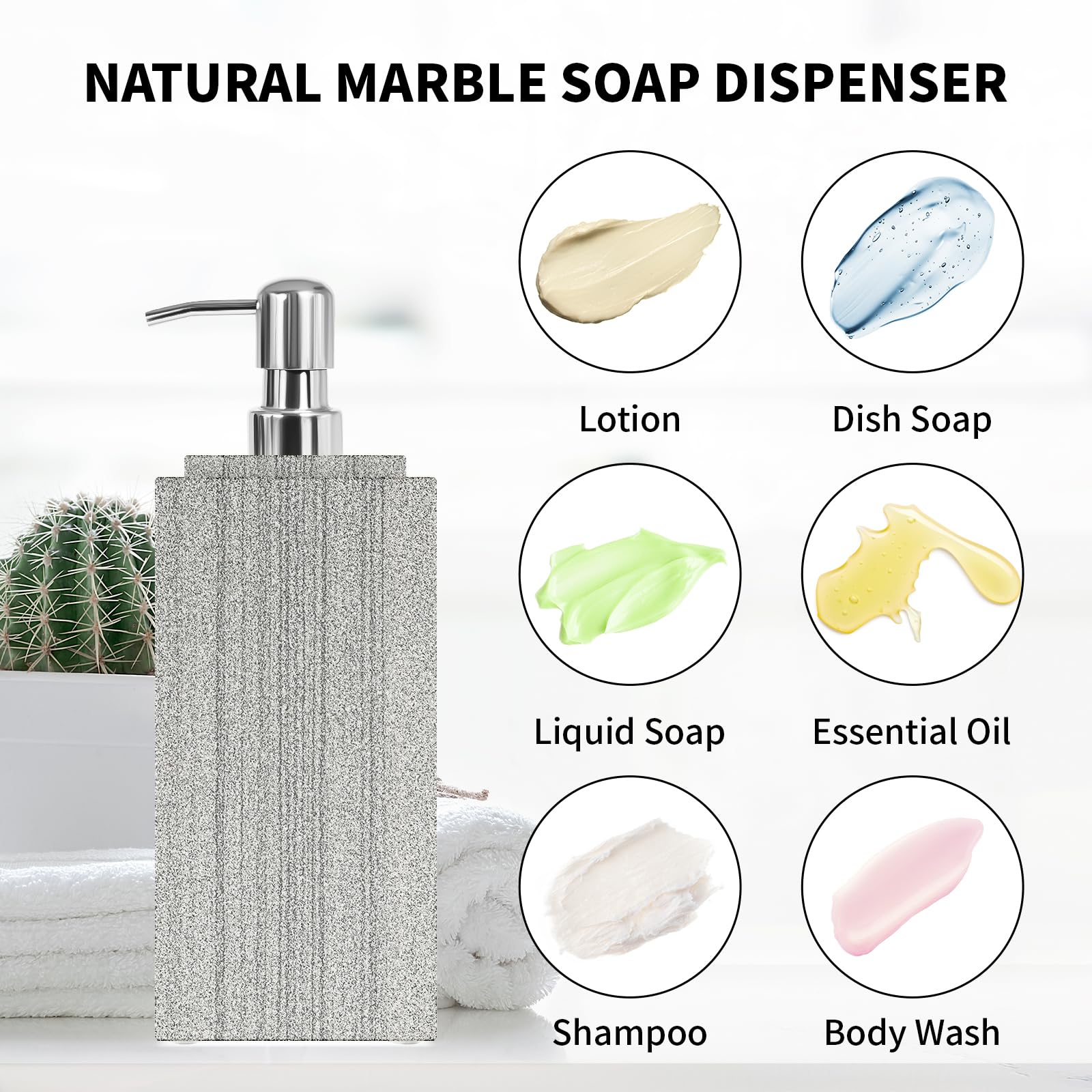 Marble Soap Dispenser for Bathroom
