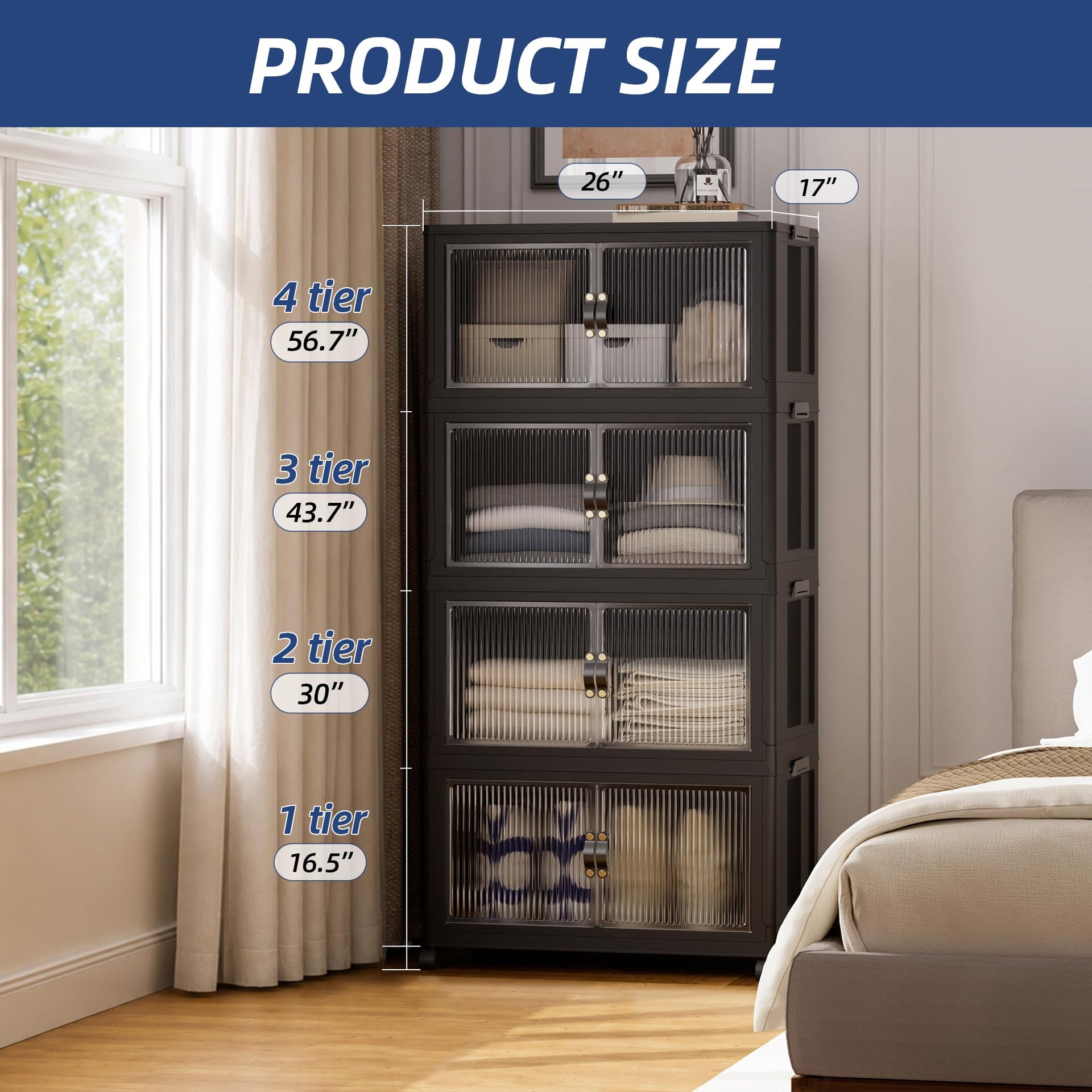 116Gal 464Qt Stackable Storage Bins Folding Collapsible Storage Bins with a Lid (4 Count)
