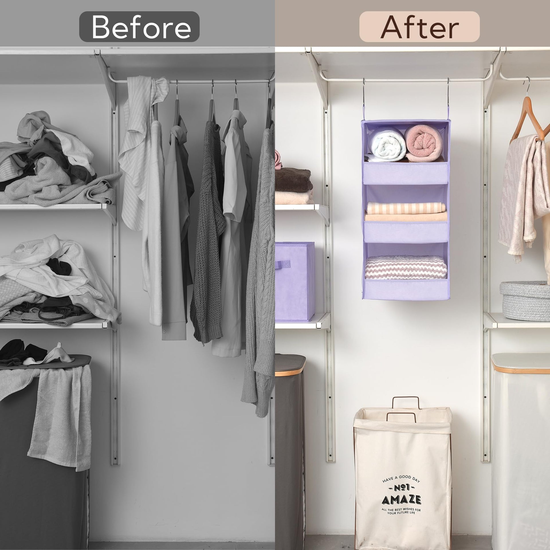 3 Shelf Hanging Closet Organizer