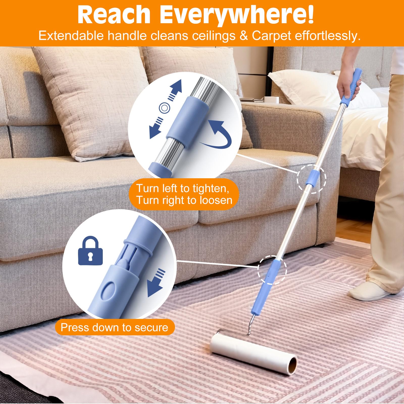 Large Lint Roller for Pet Hair Extra Sticky (5 Count)