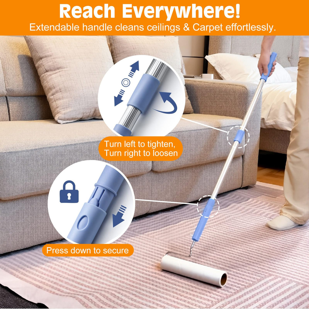 Large Lint Roller for Pet Hair Extra Sticky (5 Count)