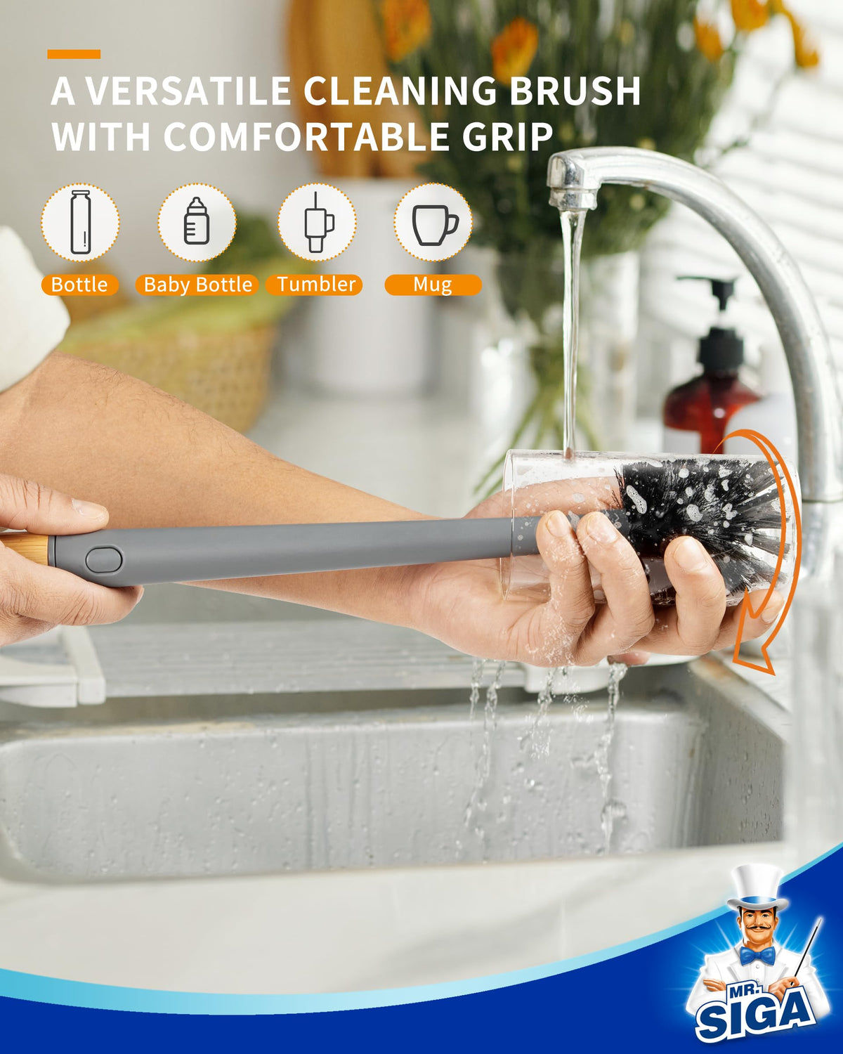 Water Bottle Brush and Straw Cleaner Brush with Long Handle