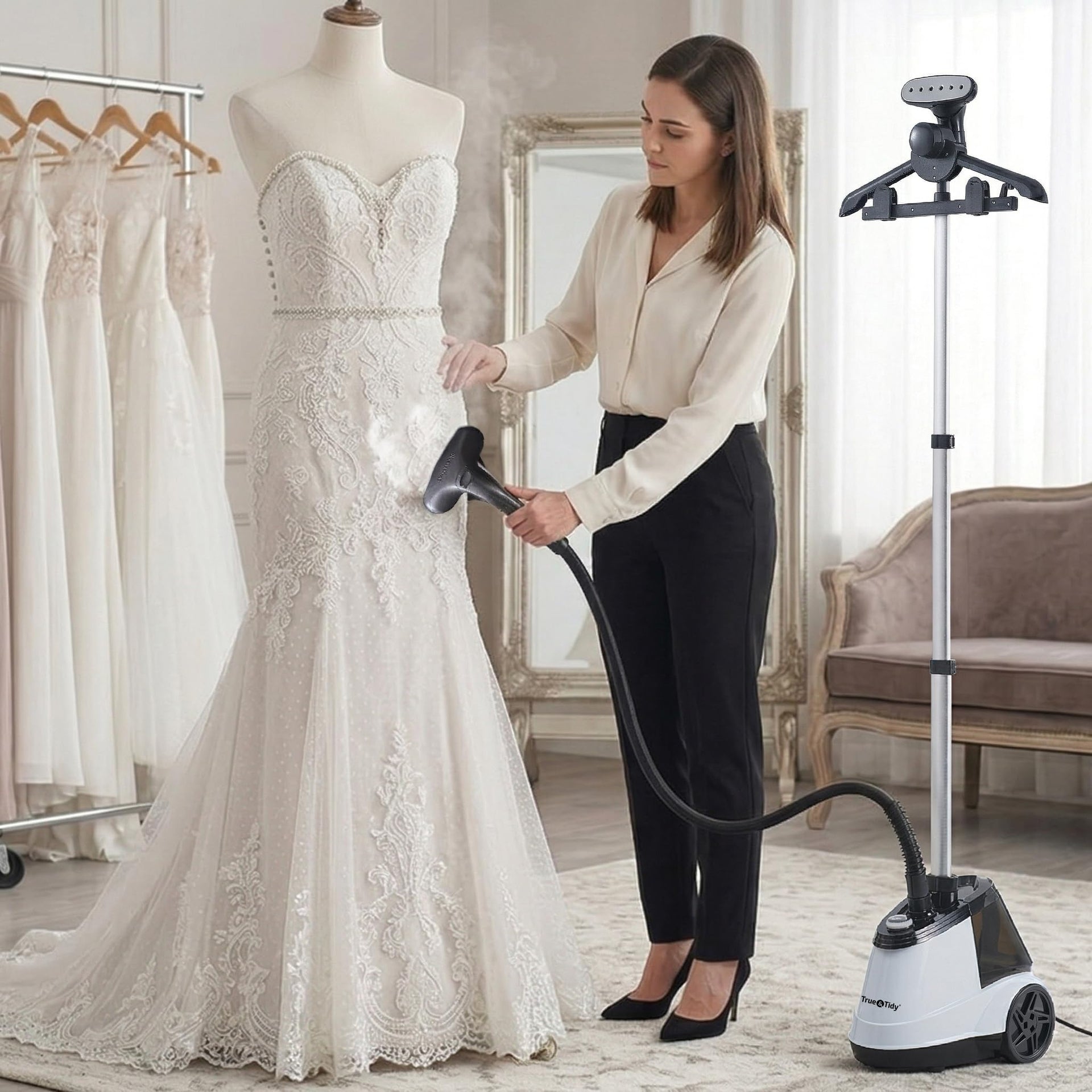 Heavy Duty Commercial Full Size Standing Garment Steamer for Clothes with Extra Large 3L