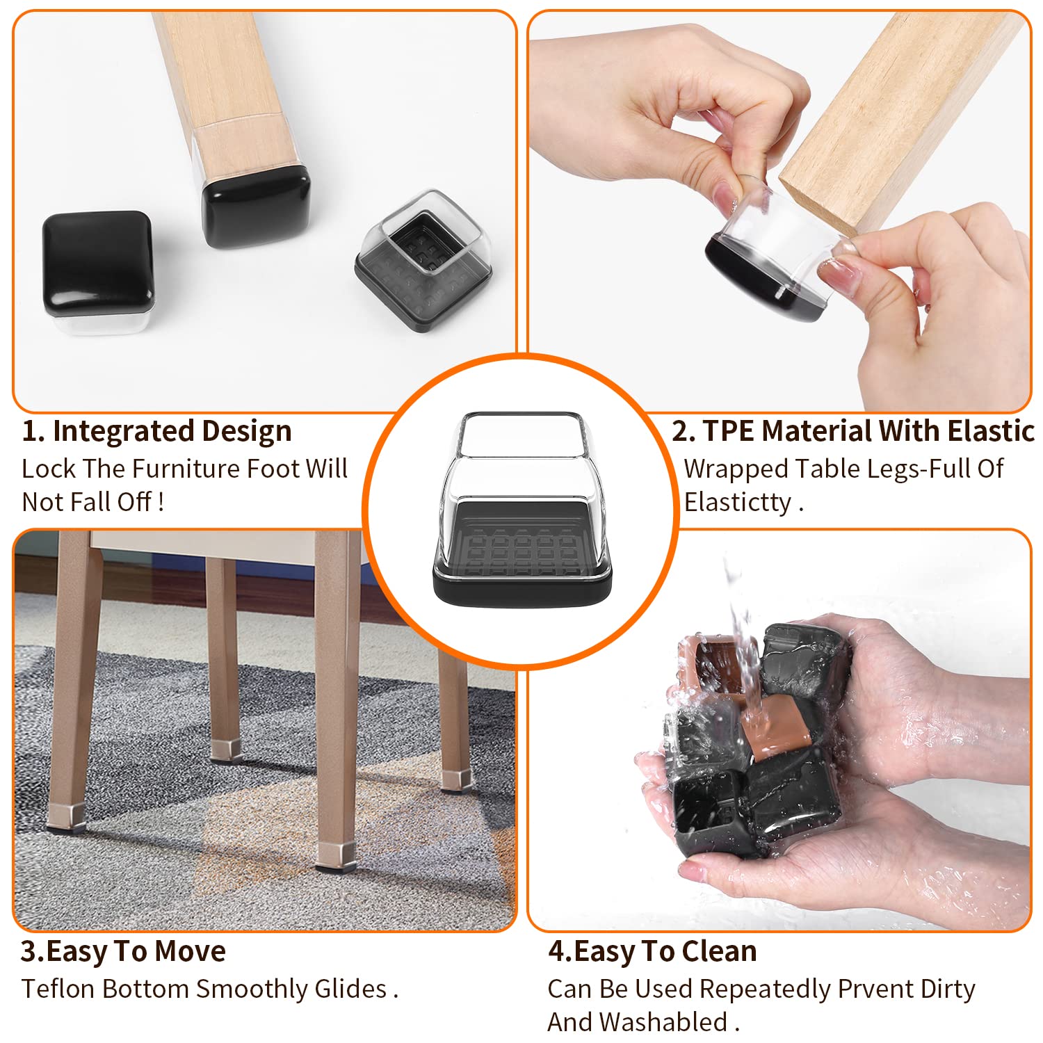 Chair Leg Sliders for Carpet (24 Count)