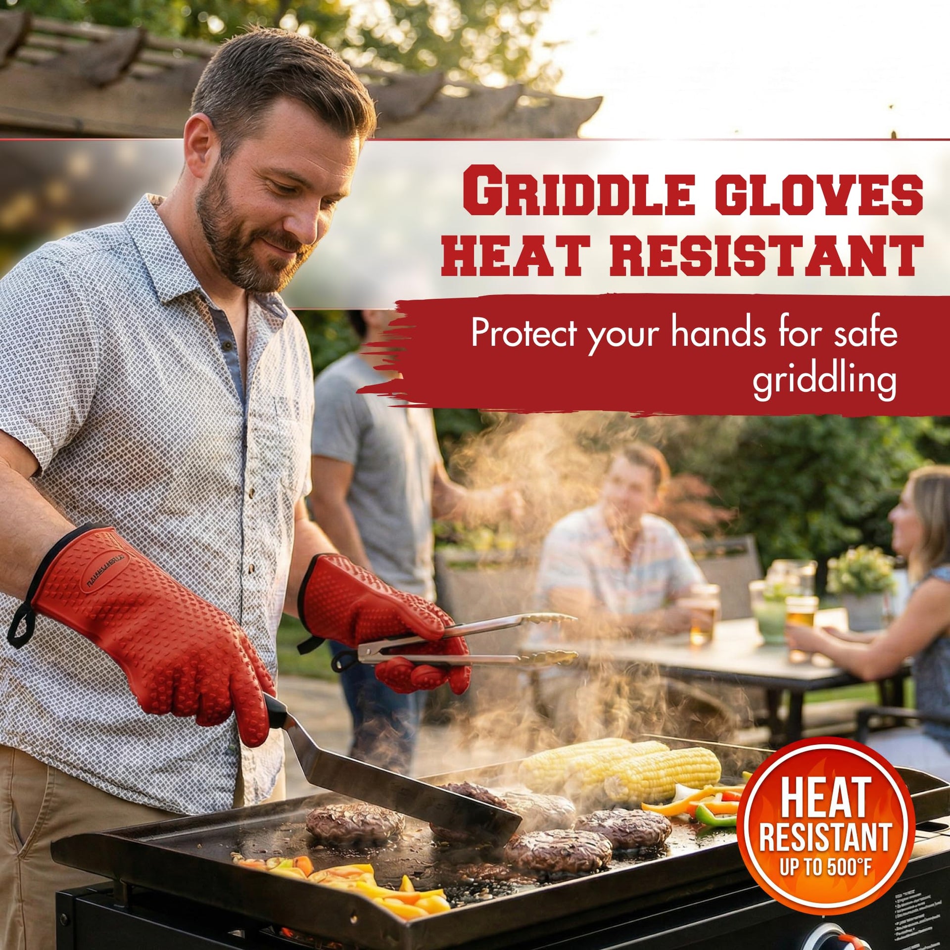 Silicone Griddle Grill Gloves Heat Resistant Oven Mitts