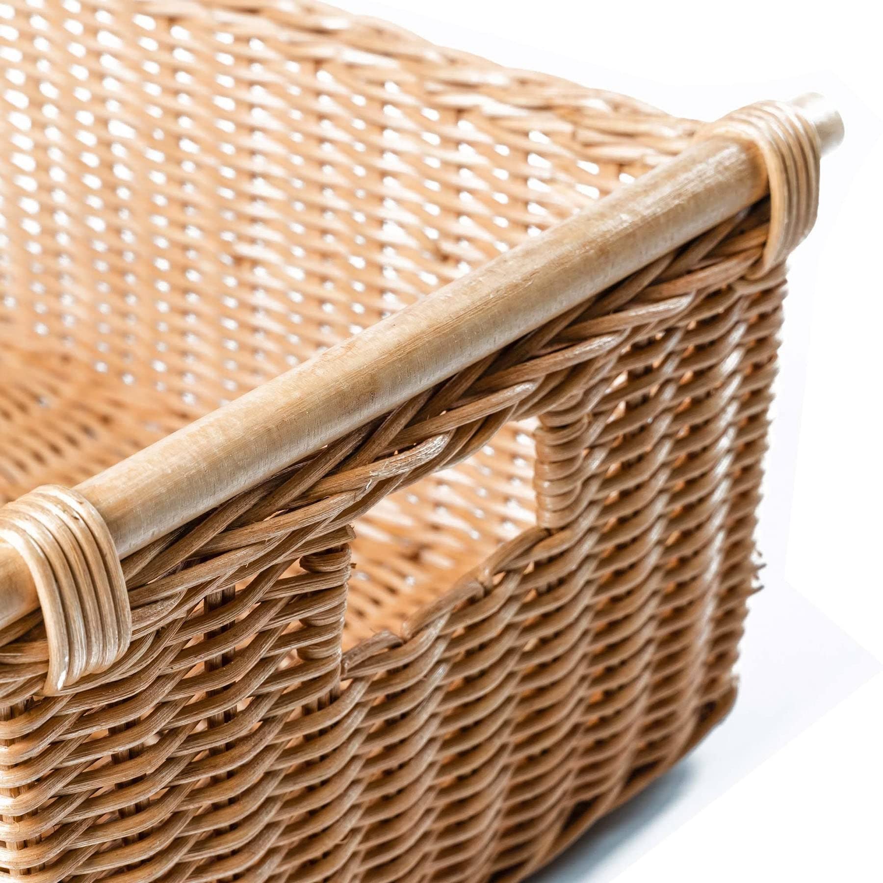 Pole Handle Wicker Storage Basket