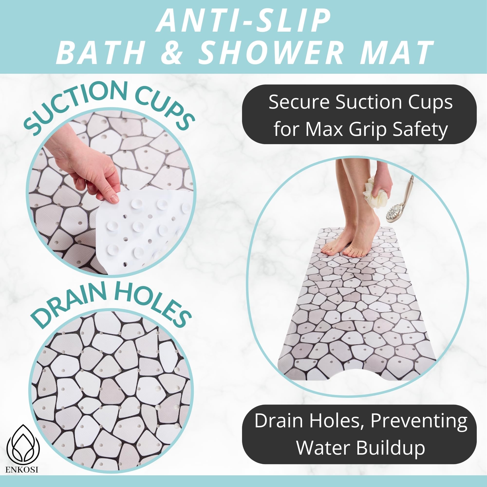 Non Slip Bath & Shower Mat 40x16 Extra Long