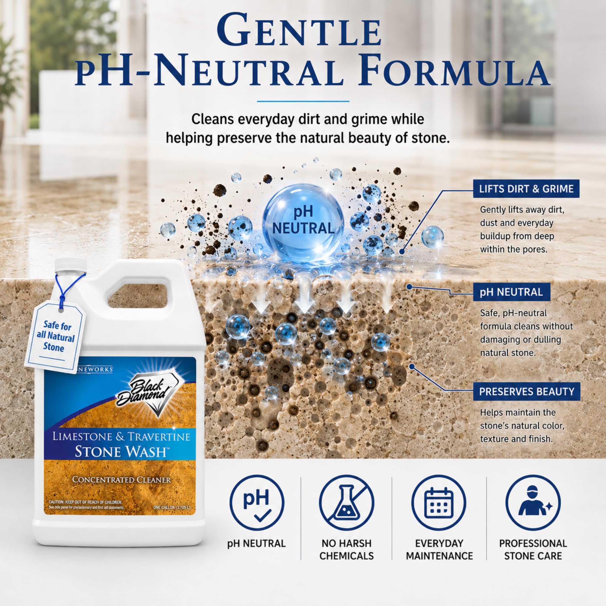 Natural Stone Cleaner for Limestone (128 Fl Oz)
