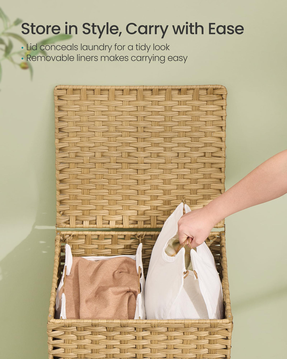 2 Section Laundry Hamper with Lid