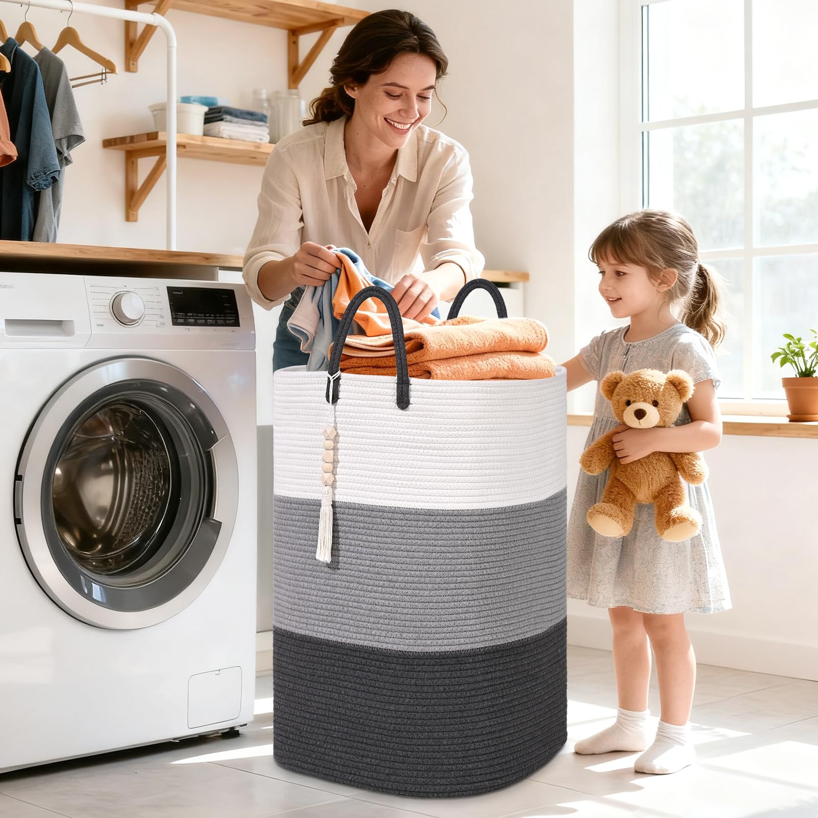 Woven Laundry Basket for Clothes (33.814 Fl Oz)