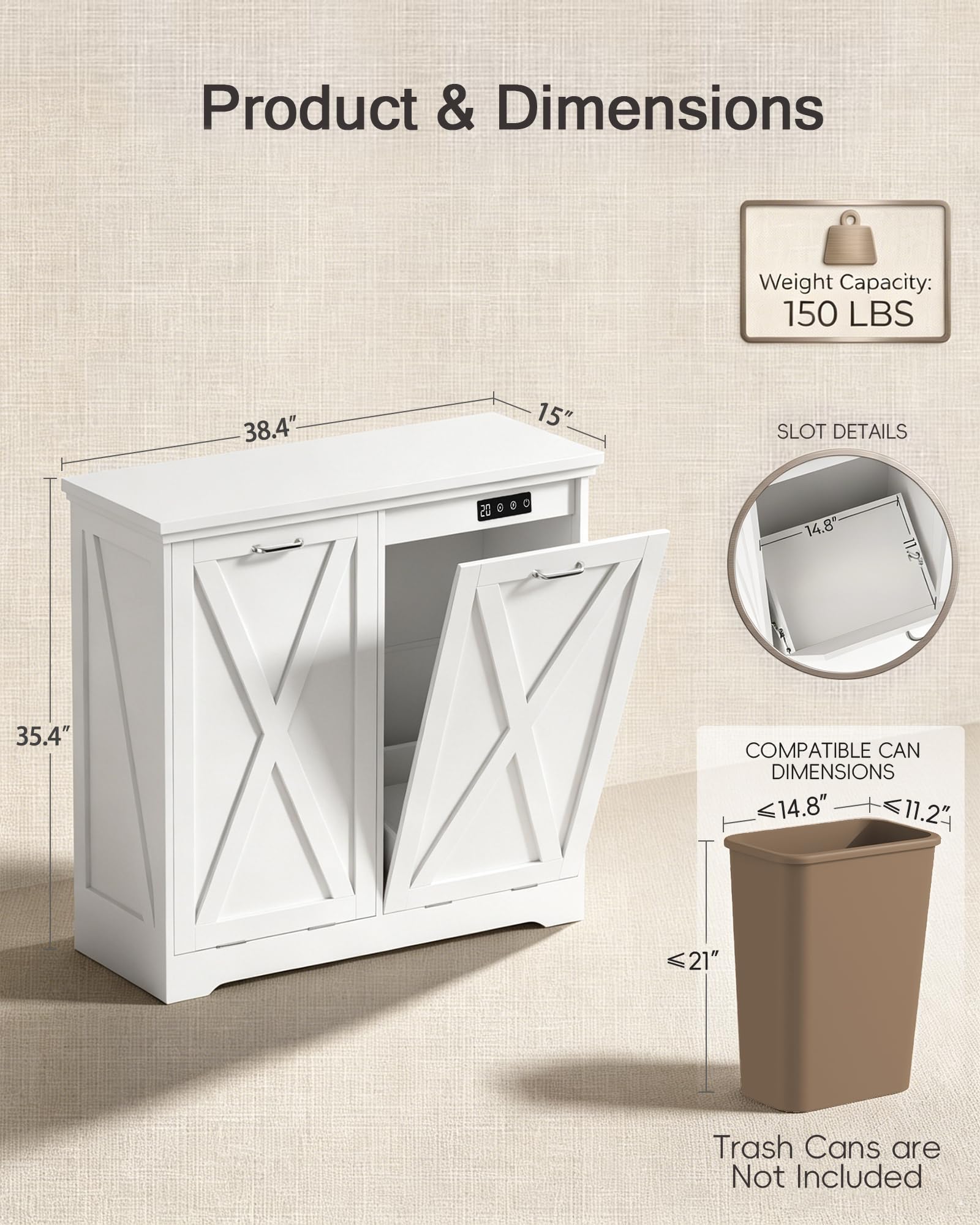 Double Tilt Out Trash Can Cabinet with Deodorising Function