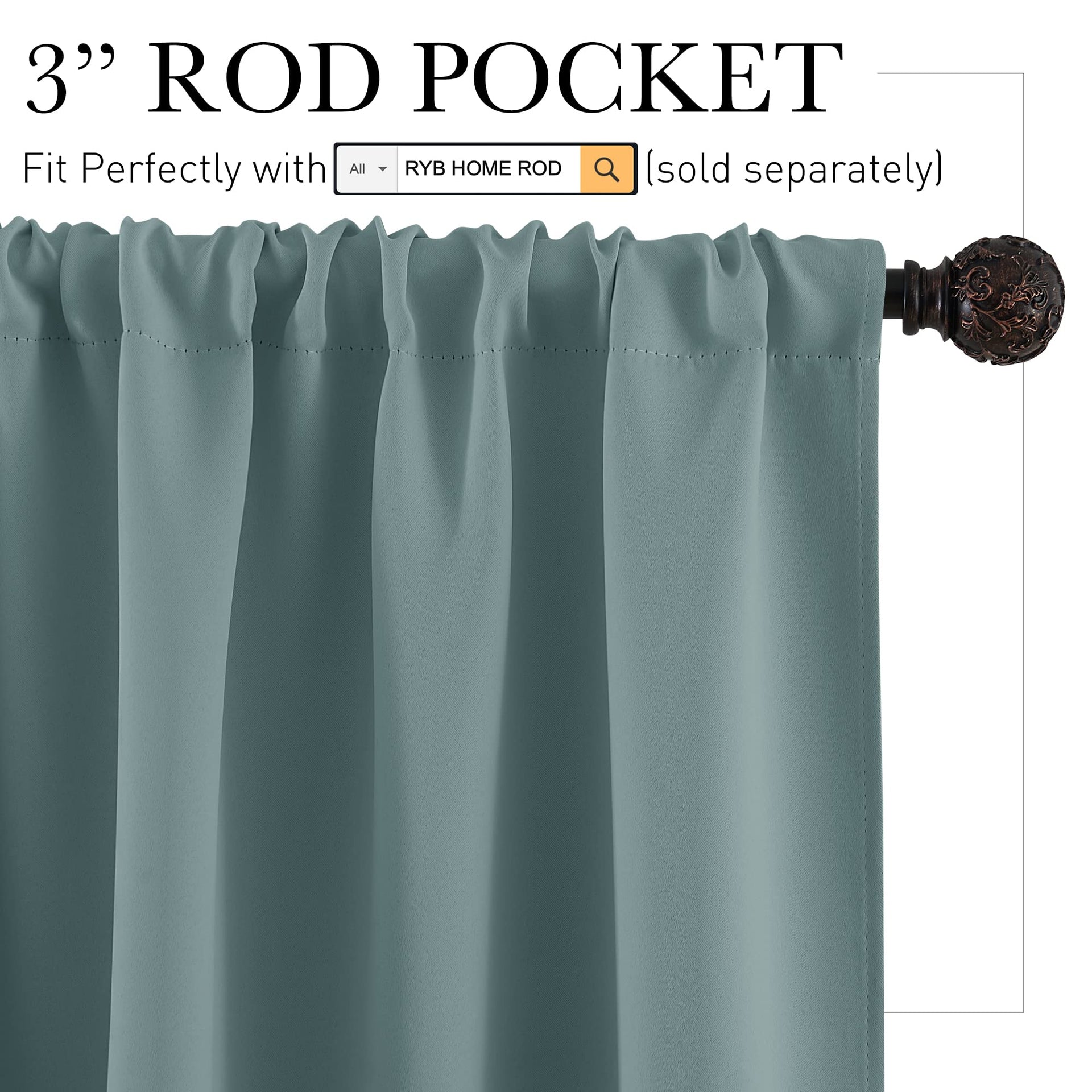 Kitchen Blackout Curtains Over Sink 36 inch Length