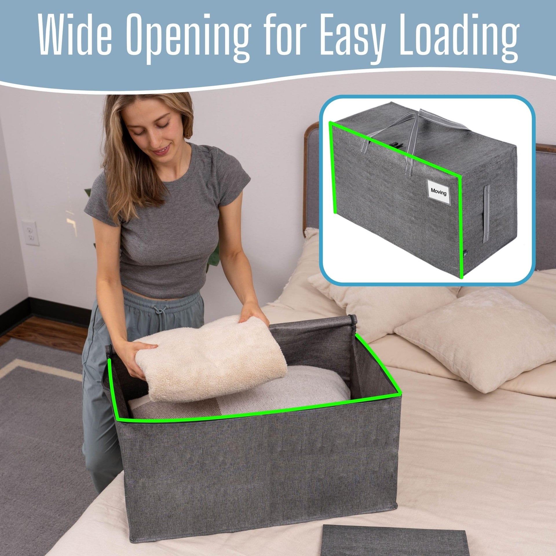 4 Pack Extra Large Heavy Duty Moving Bags with Wide Opening & Reinforced Handles (4 Count)