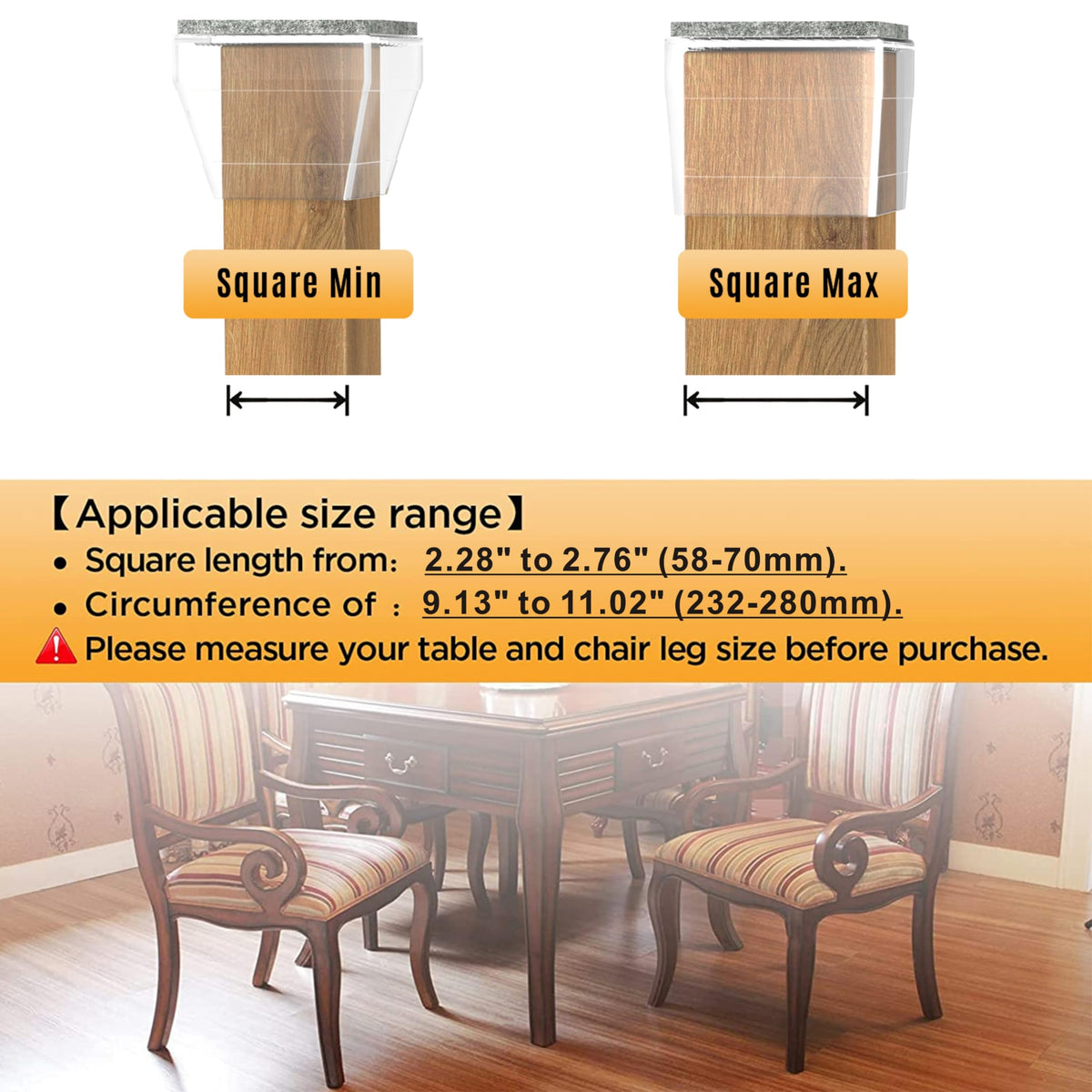 Square Chair Leg Protectors for Hardwood Floors (16 Count)