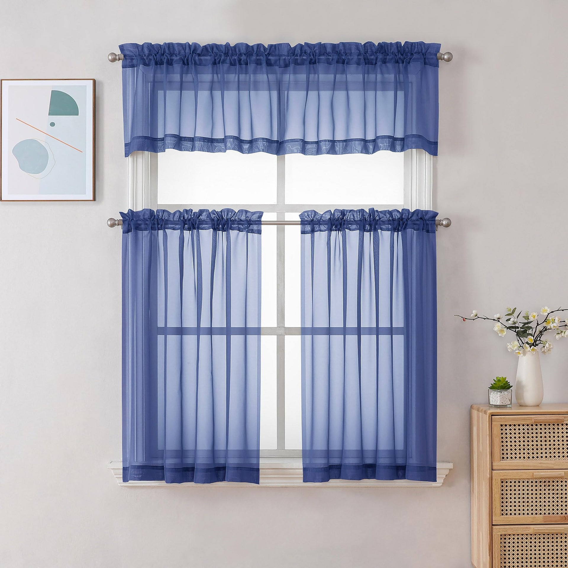 Royal Blue Sheer Valances for Windows (2 Count)