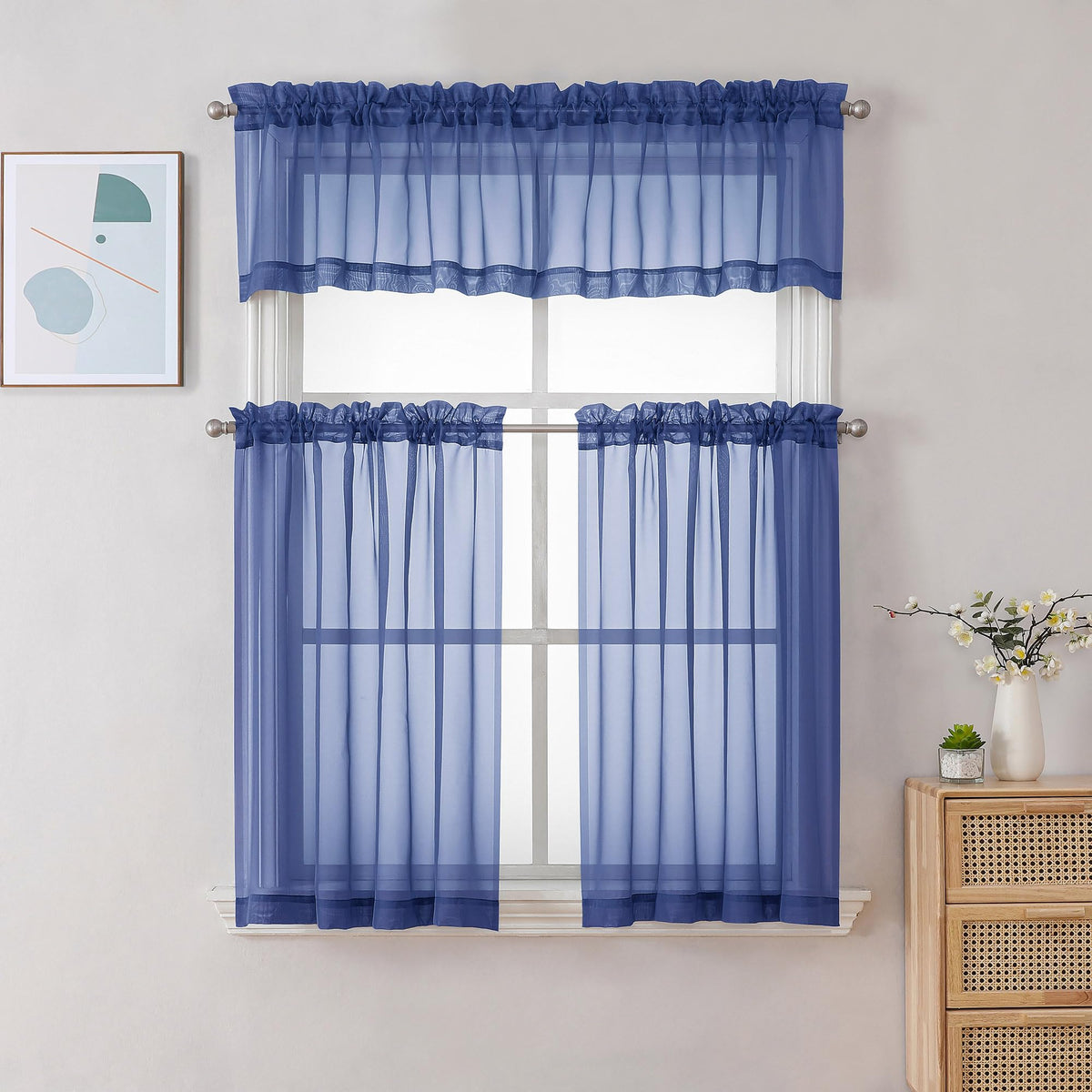Royal Blue Sheer Valances for Windows (2 Count)