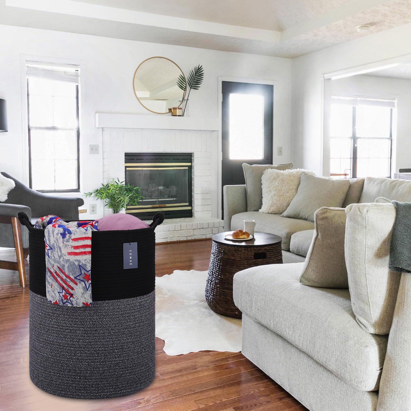Tall Woven Blanket & Laundry Basket