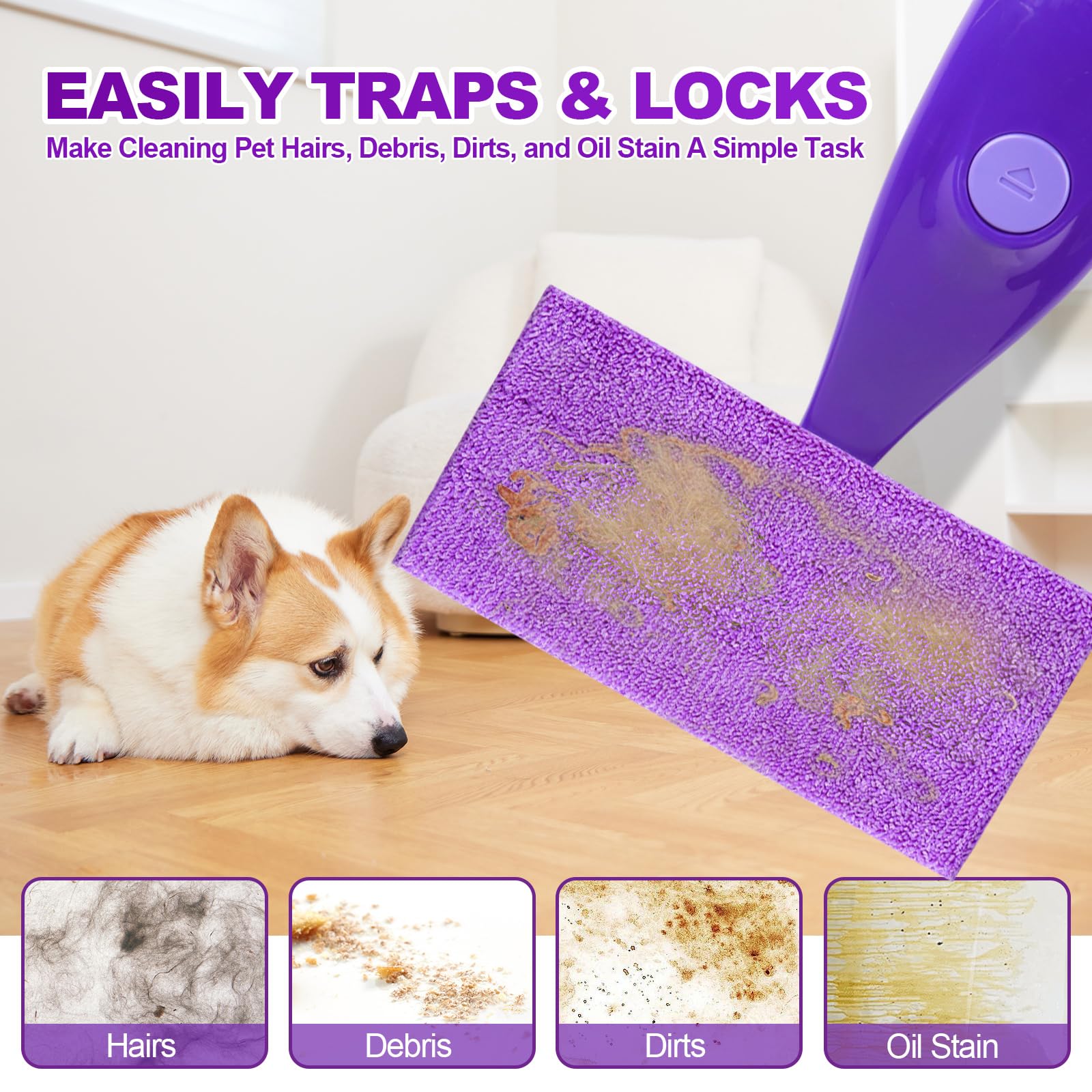 Microfiber Mop Pads Compatible with Swiffer Wet Jet (12 Count)