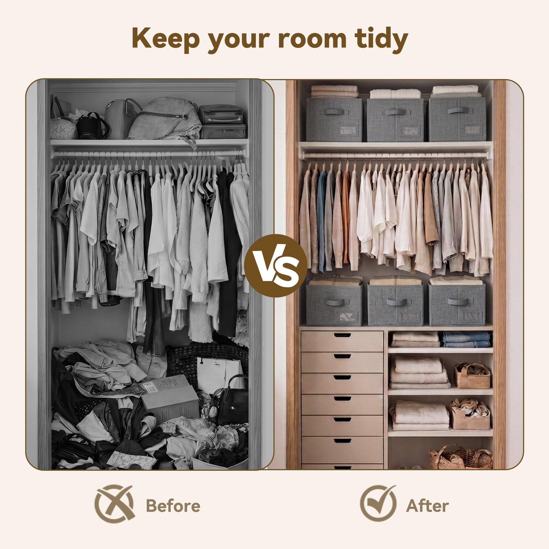 Closet Storage Bins with Label (3 Count)