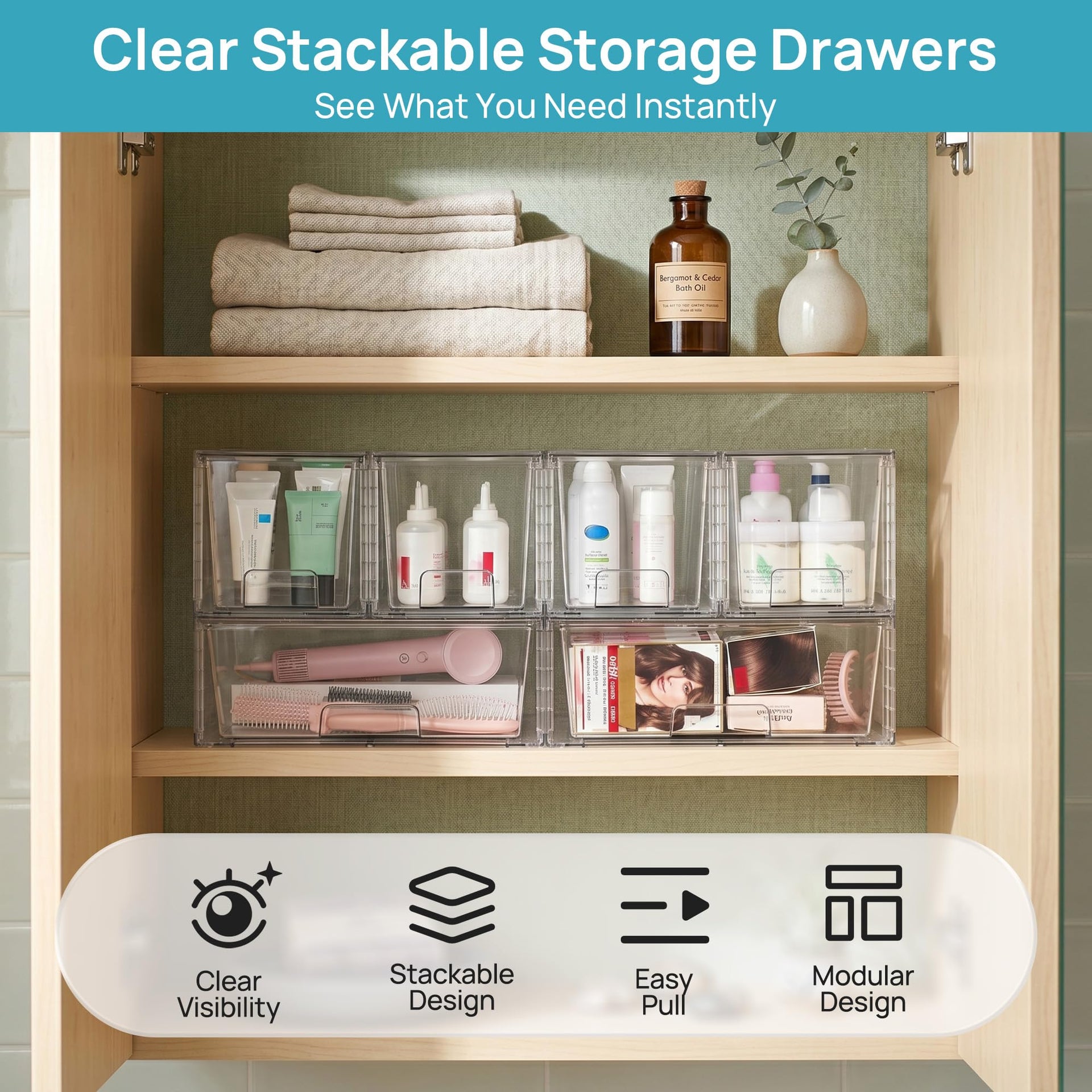 Clear Stackable Storage Drawers (3 Count)