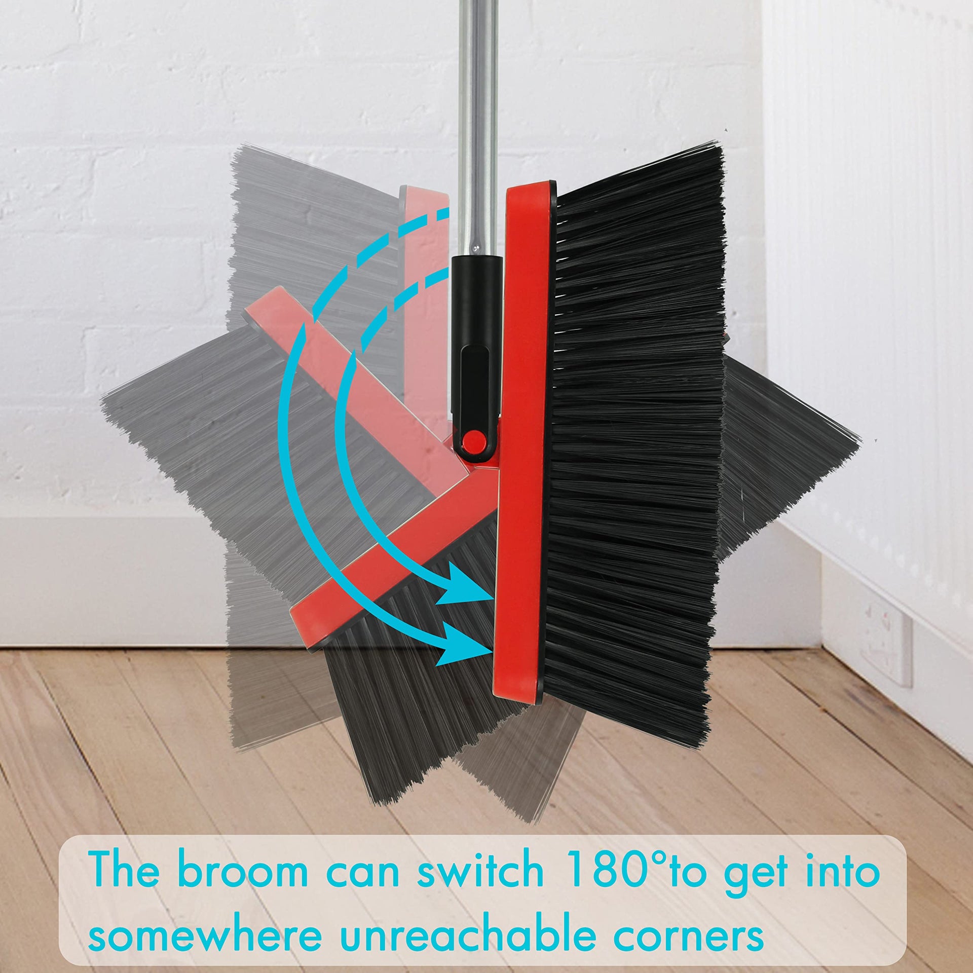 2 Pack Broom and Dustpan Set with 48" Long Handle Black (2 Count)