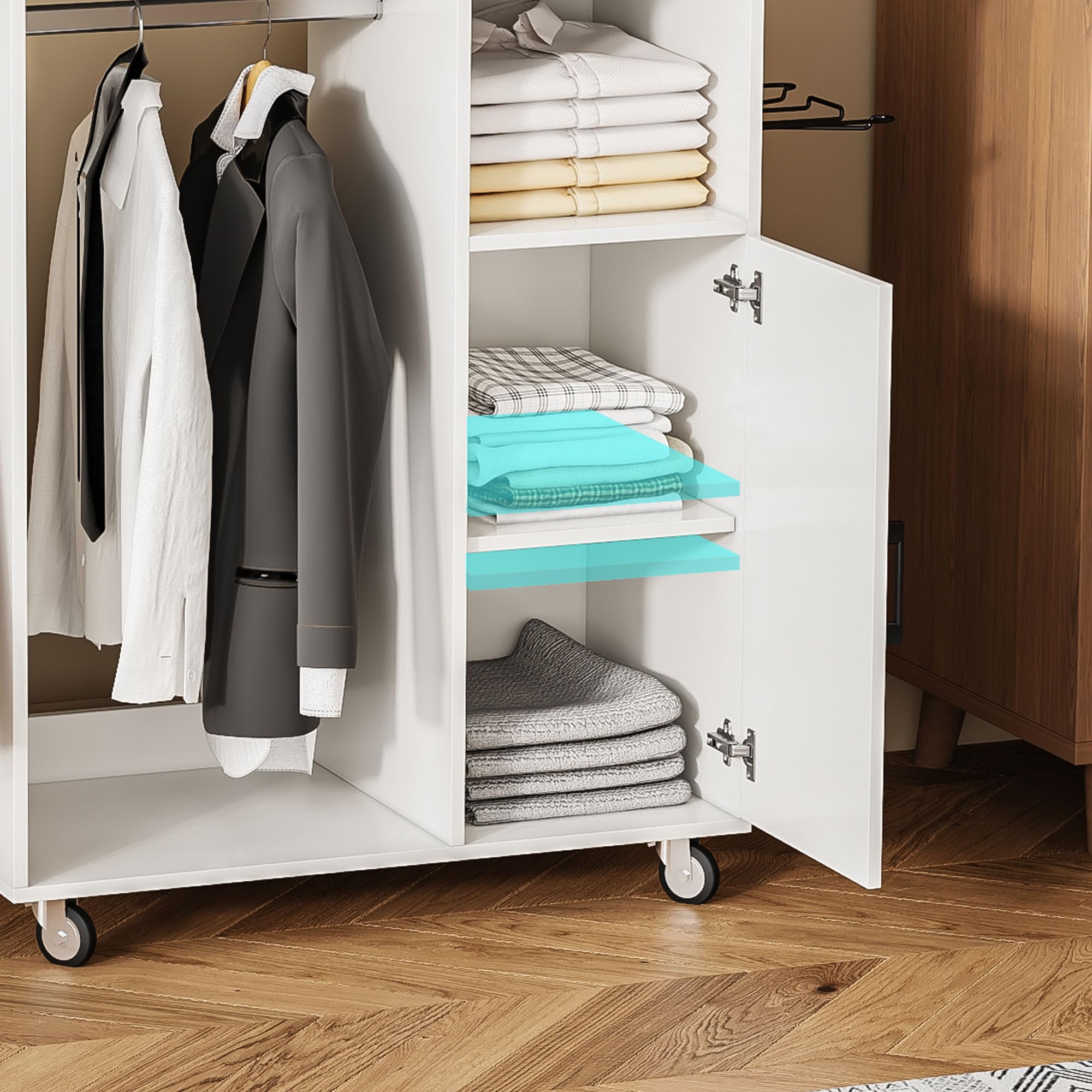 Rolling Ironing Board with Storage Cabinet