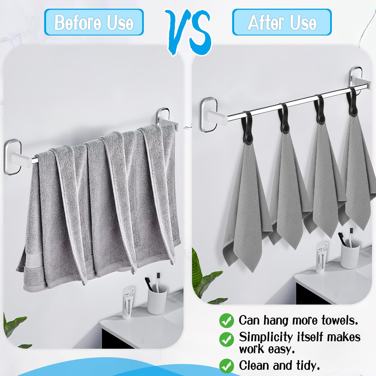 4 PCS Genuine Leather Towel Clips for Kitchen (4 Count)