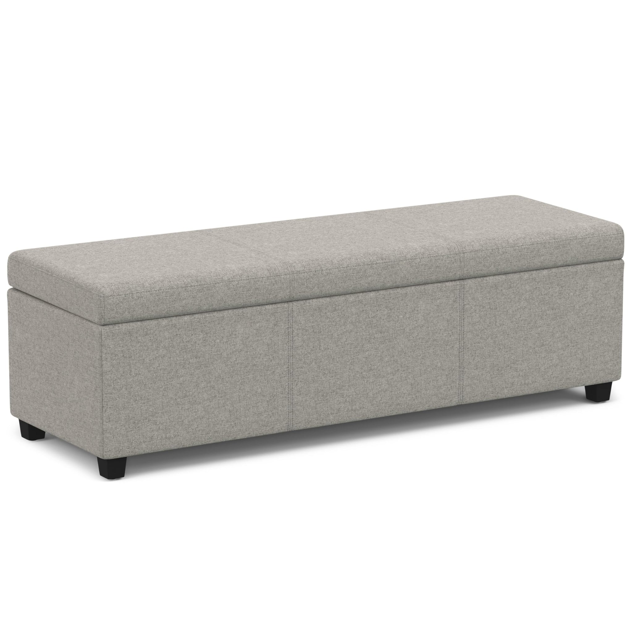Avalon 54" Wide Vegan Leather Storage Ottoman in Midnight Black