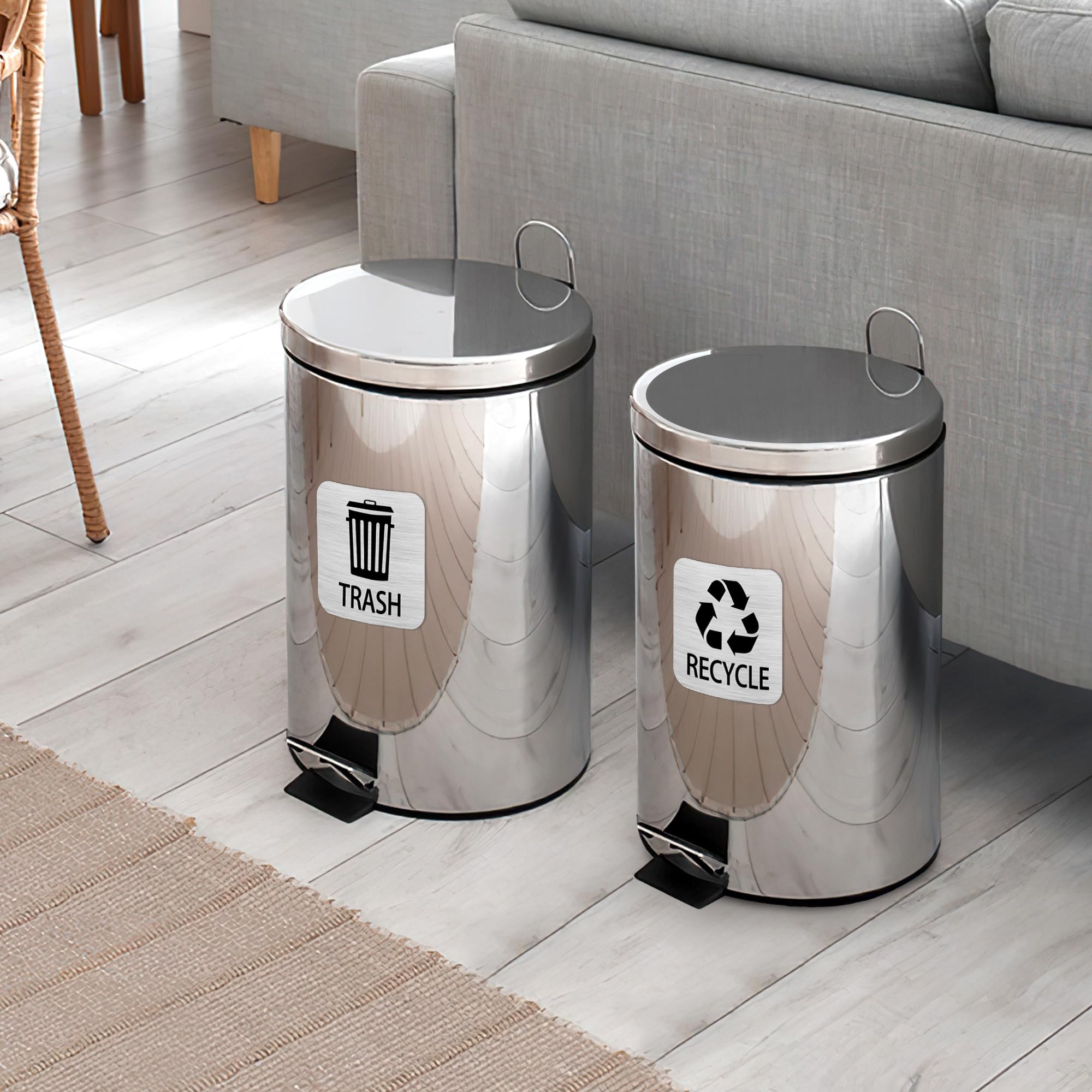 Recycle and Trash Magnets Sticker for Recycling Bins and Kitchen Cans