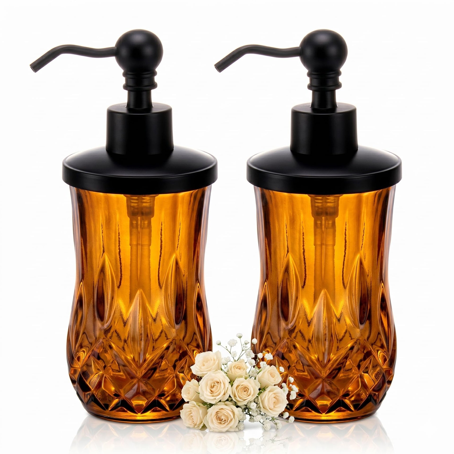 2 Pack 9Oz Amber Soap Dispenser (2 Count)