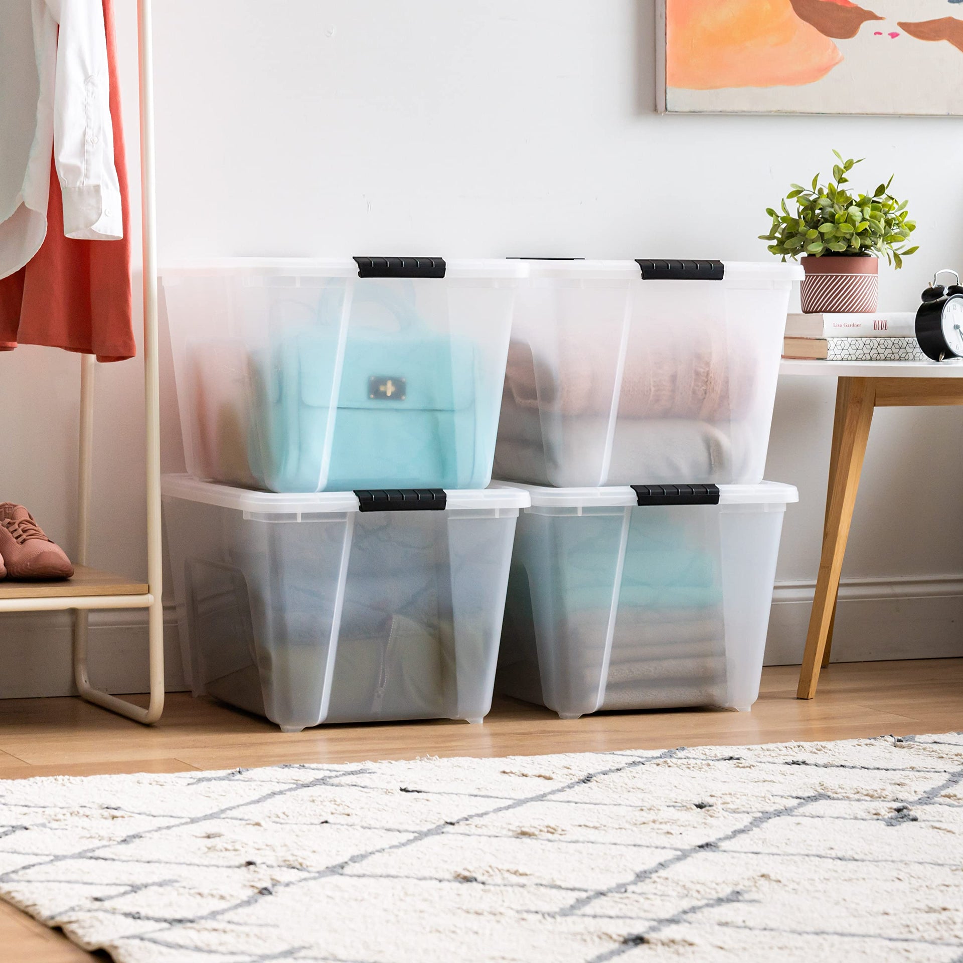 4 Pack 54 Quart Storage Bins with Lids (4 Count)