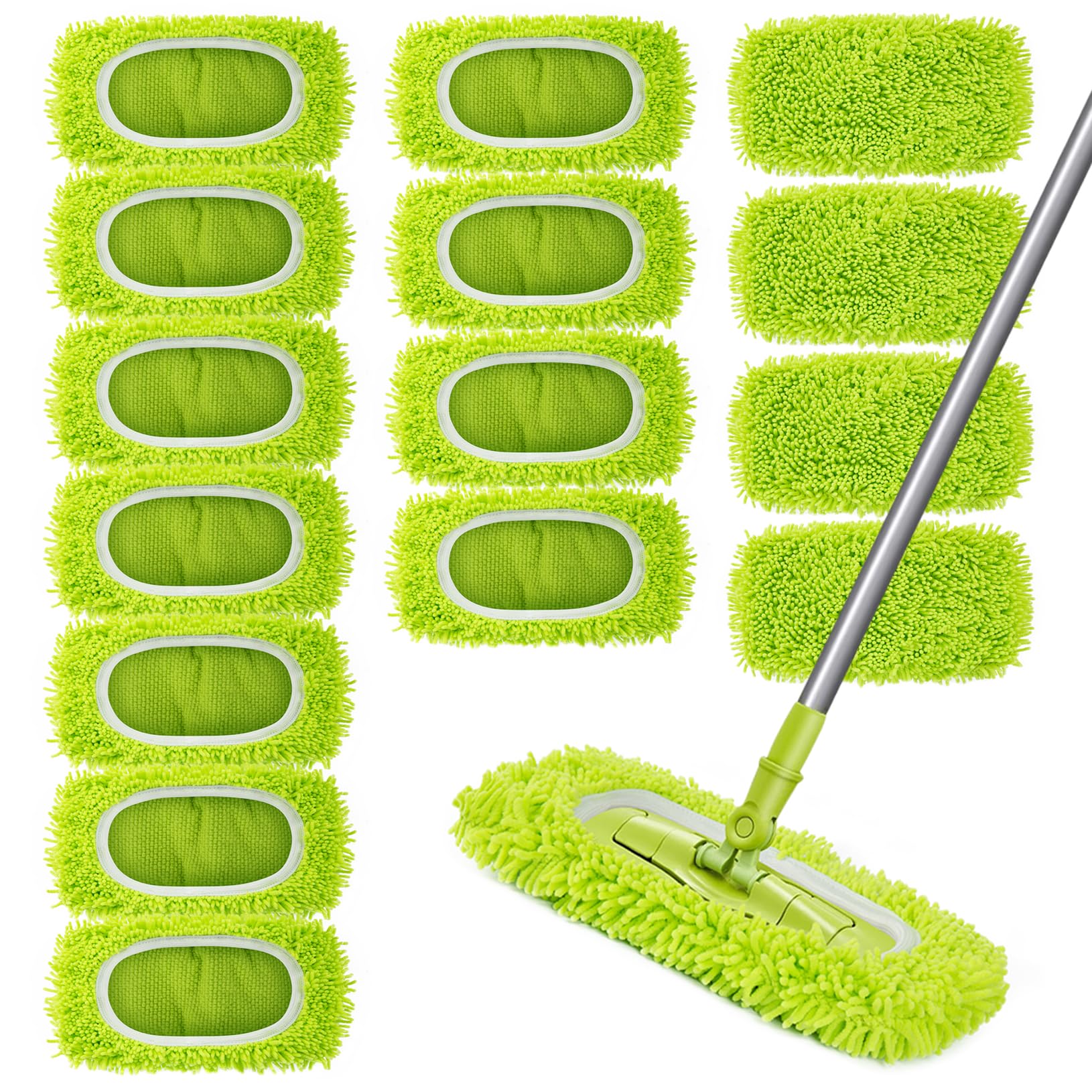 Reusable Dry Sweeping Cloths Microfiber Wet Mop Pads Compatible with Swiffer Sweeper Mop Replacement Sweeping Mopping pad Refills for Hardwood Surface Floor Cleaning (6 Count)