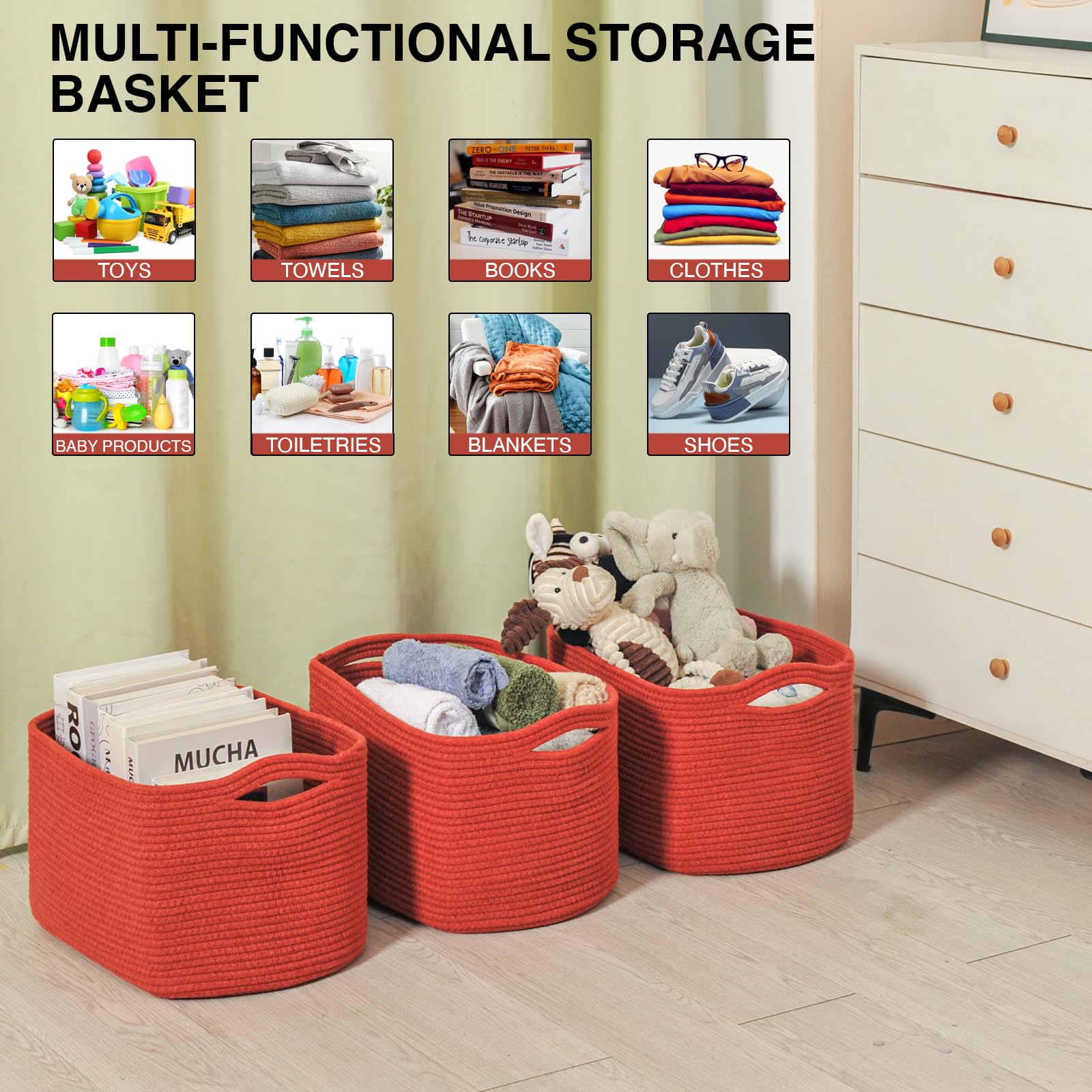 Storage Baskets for Organizing (3 Count)