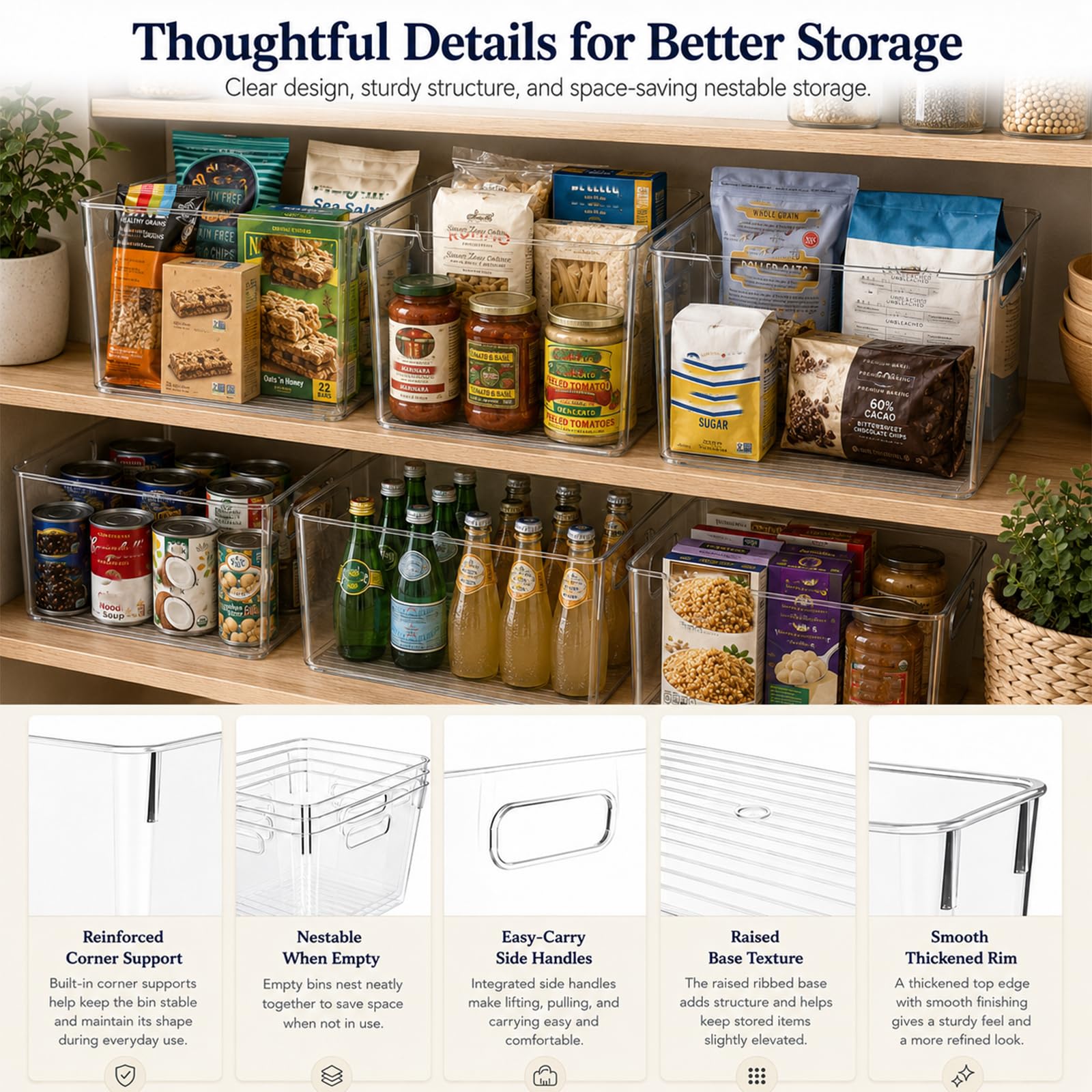 8 Pack XL Clear Storage Containers 13x10x8in Plastic Organizers (8 Count)