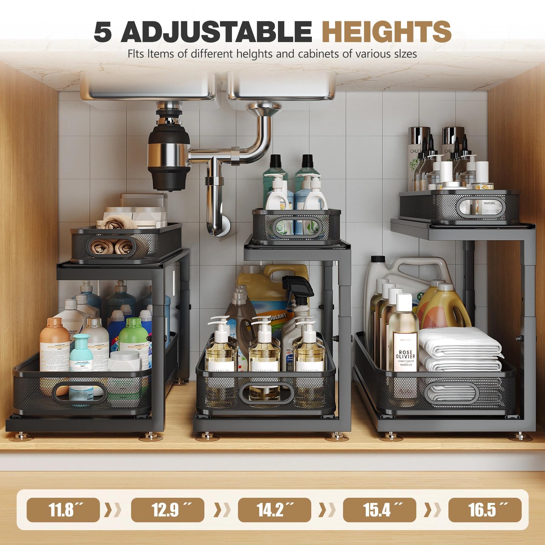 2 Pack 18.5 IN Depth Under Sink Organizer With Next (2 Count)