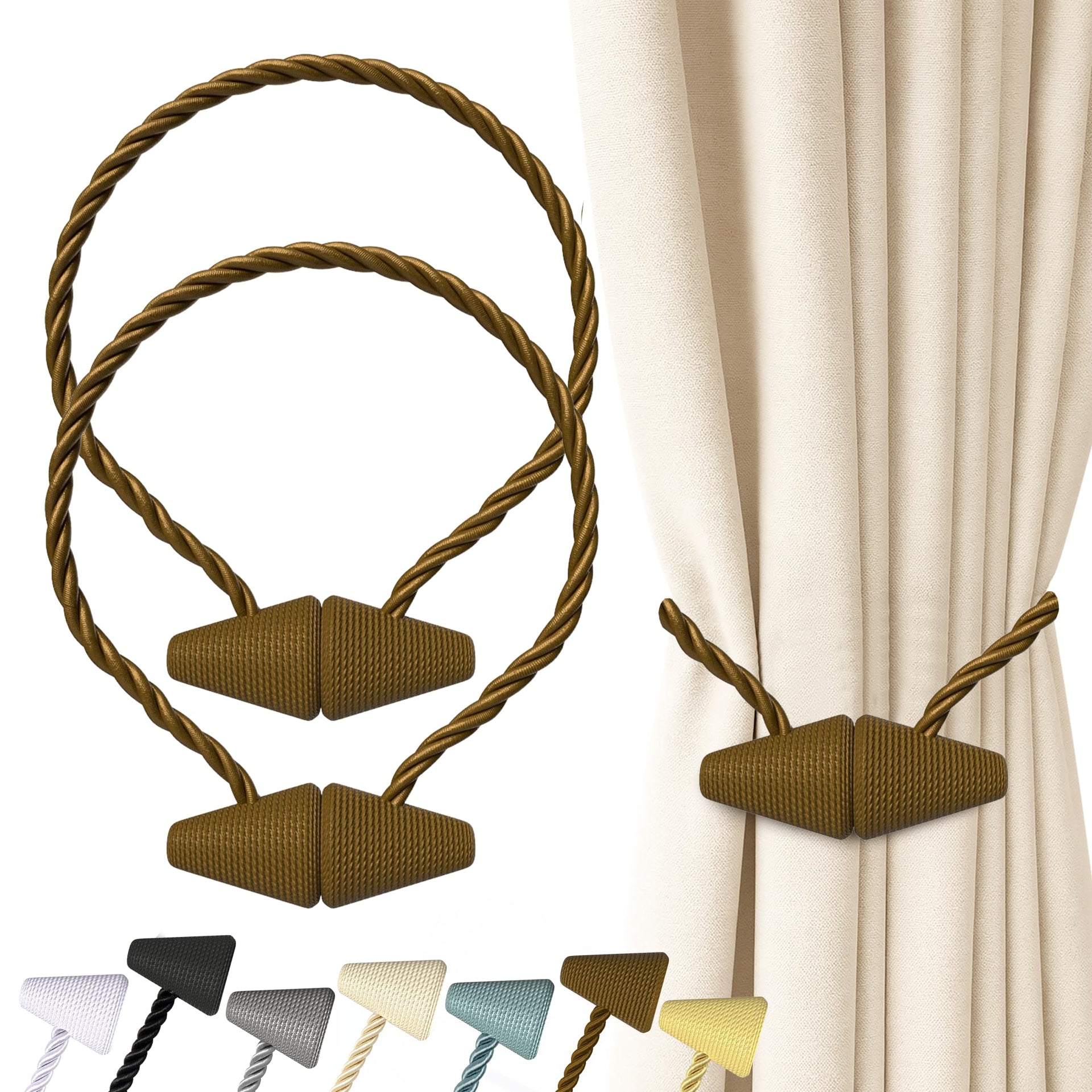 Magnetic Curtain Tiebacks Dark Brown 2pcs (2 Count)