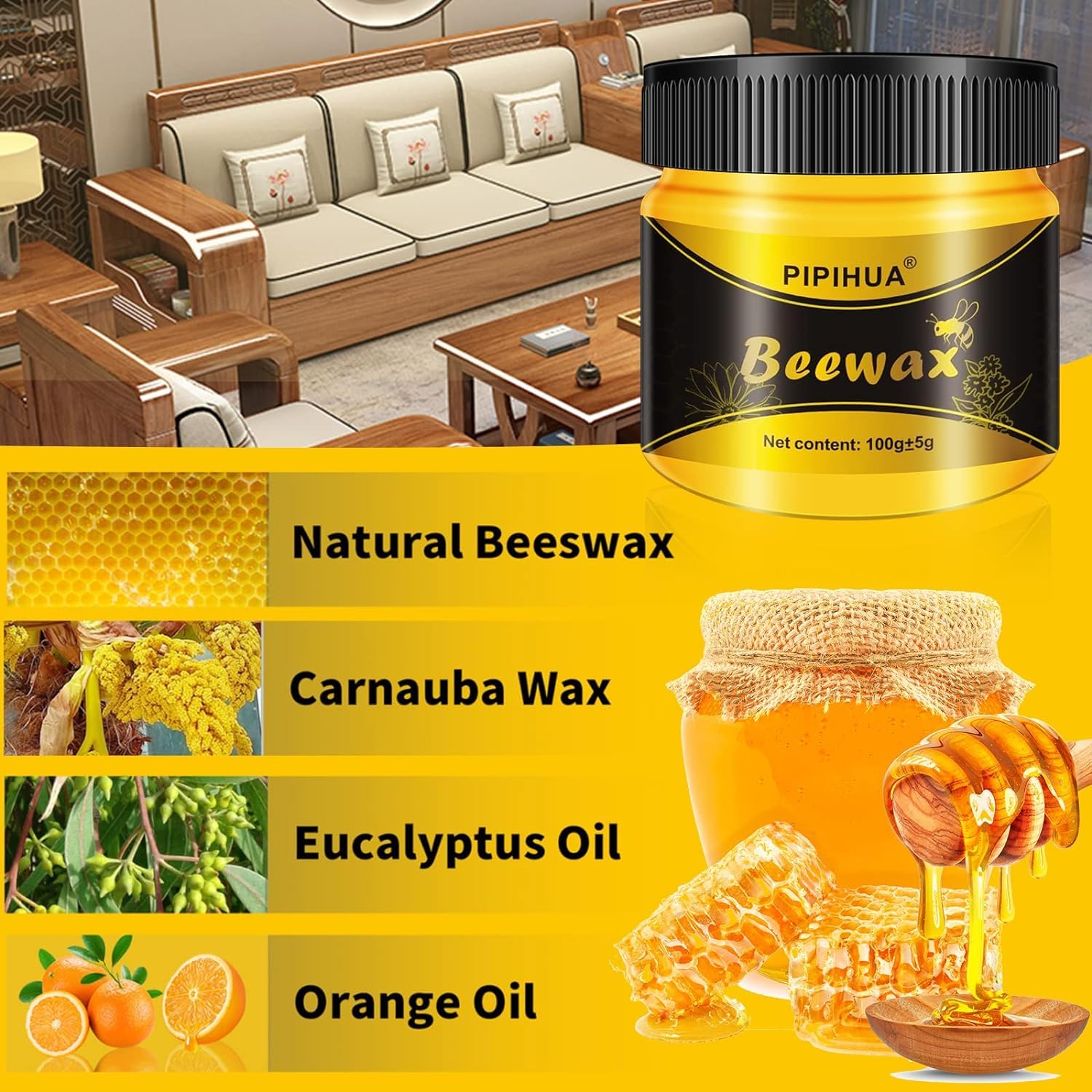 Beeswax Polish and Conditioner for Wood Furniture (7.1 Ounce)