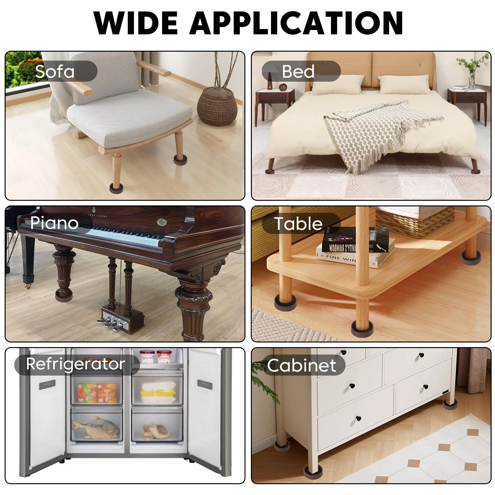 Rubber Furniture Pads for Hardwood Floors (4 Count)