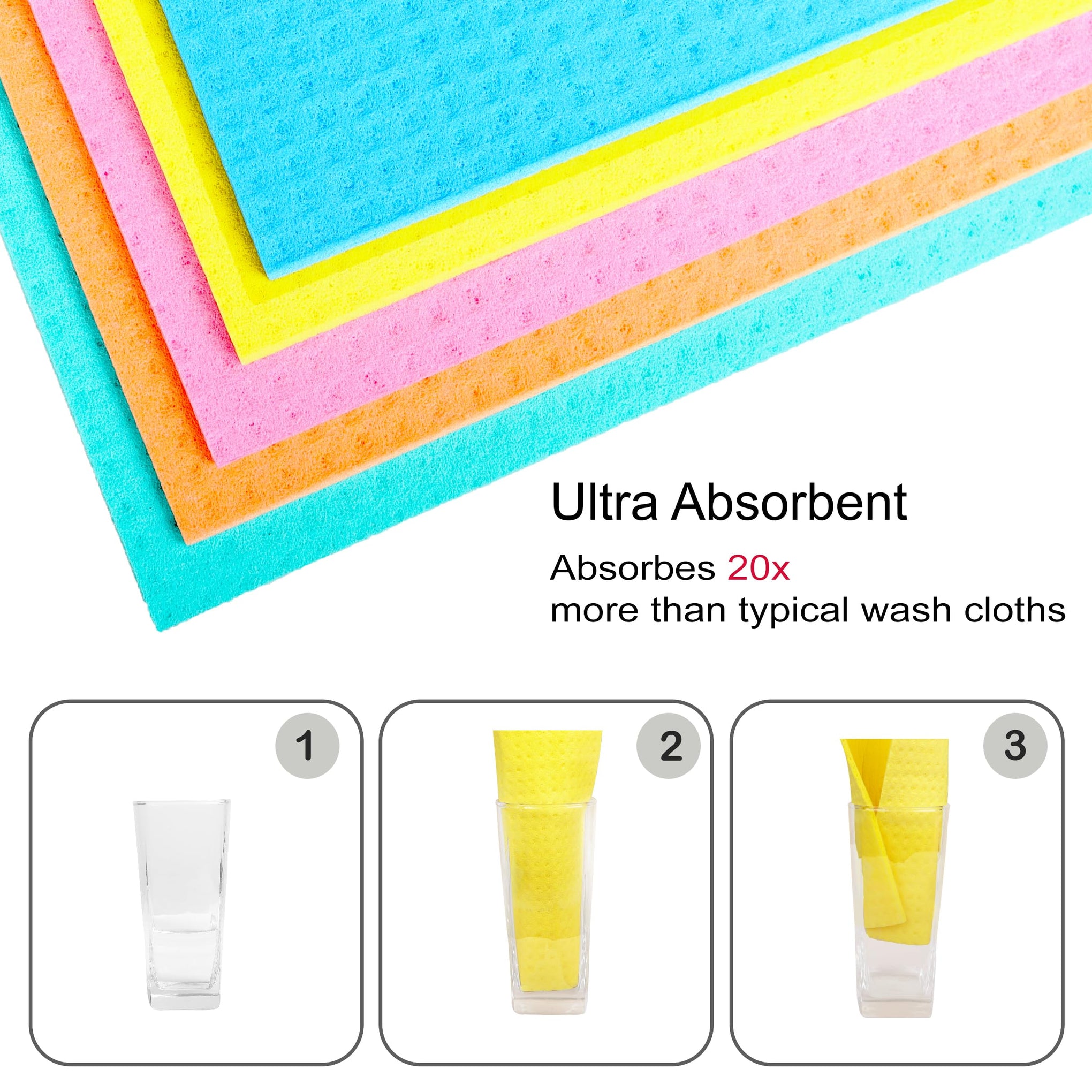 Swedish Dishcloth Cellulose Sponge 8 Pack (8 Count)