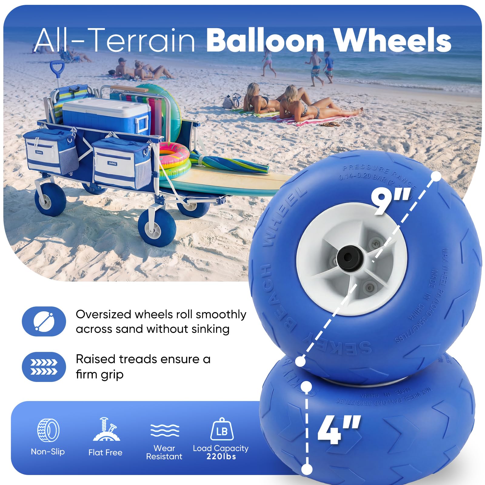 Heavy Duty Beach Wagon with 9" Big Sand