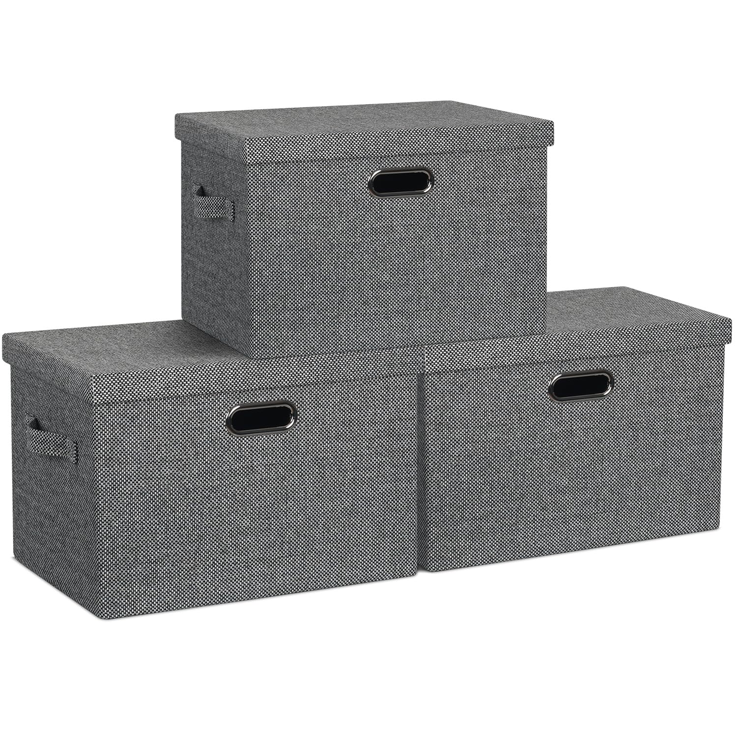 Storage Bins with Lids Fabric Closet Organizers Cubes Office Organization (3 Count)