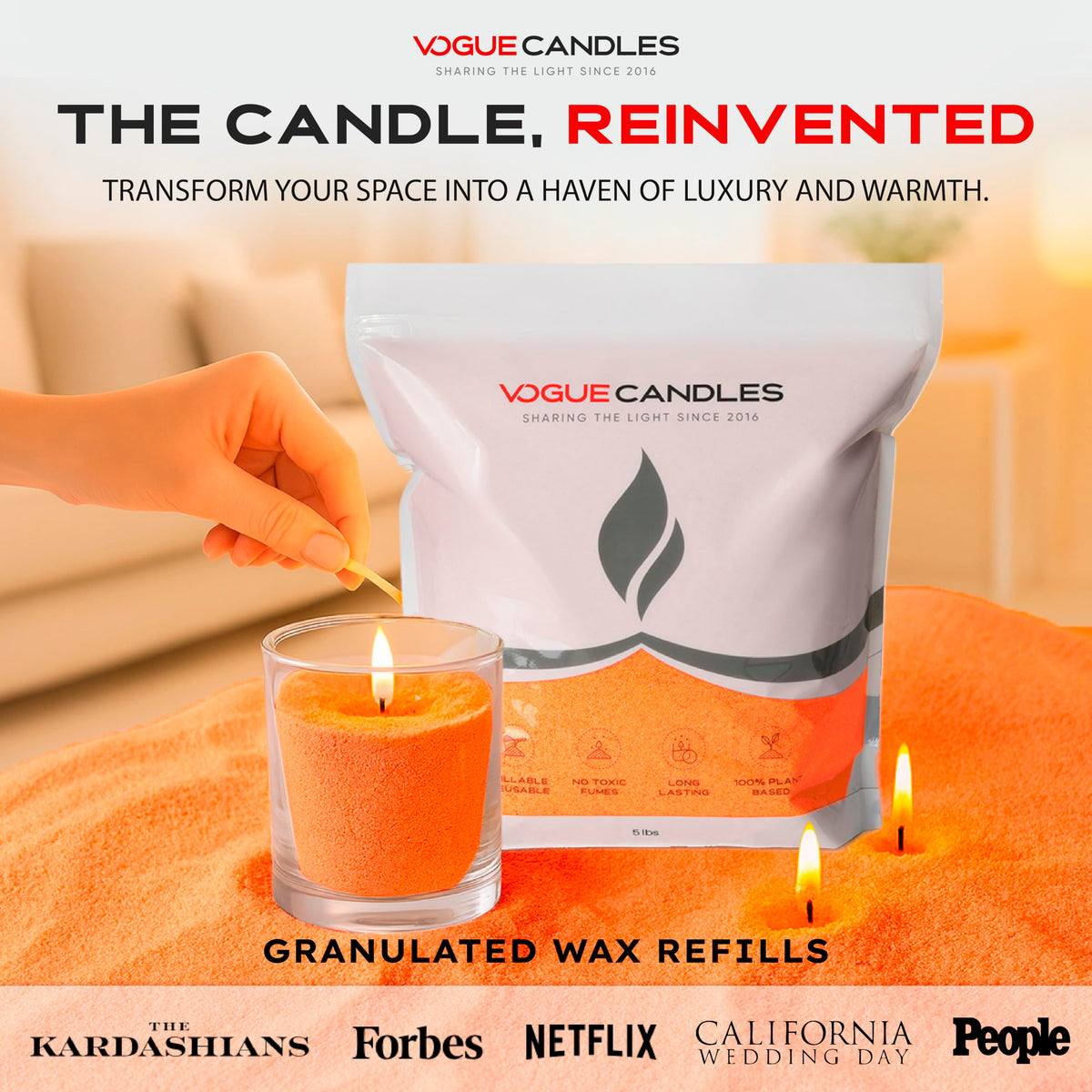 Vogue Candles Orange Pearled Candle Sand Wax (80 Ounce)