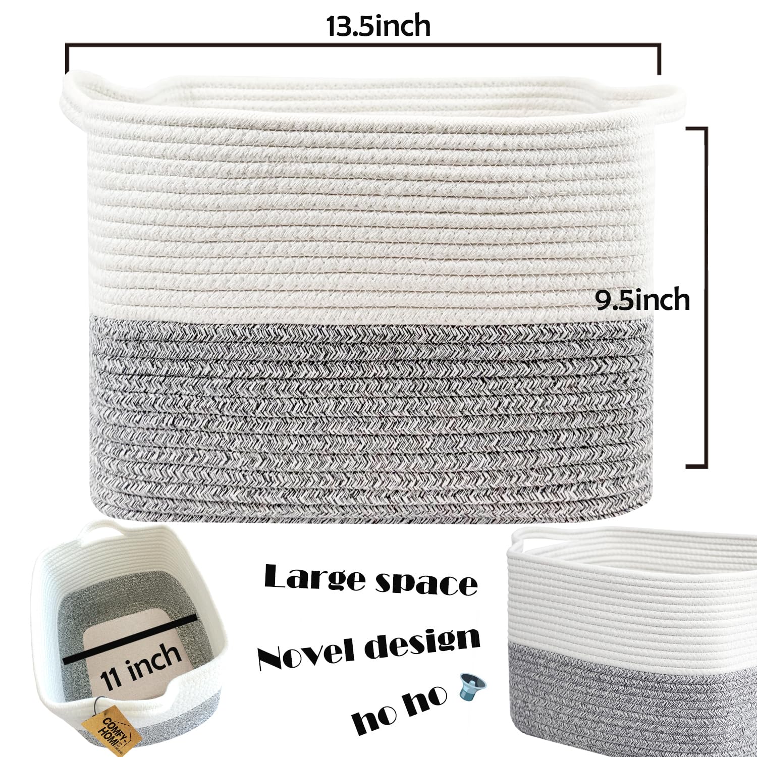 3Pack Small Woven Cotton Rope Basket for Organizing (3 Count)
