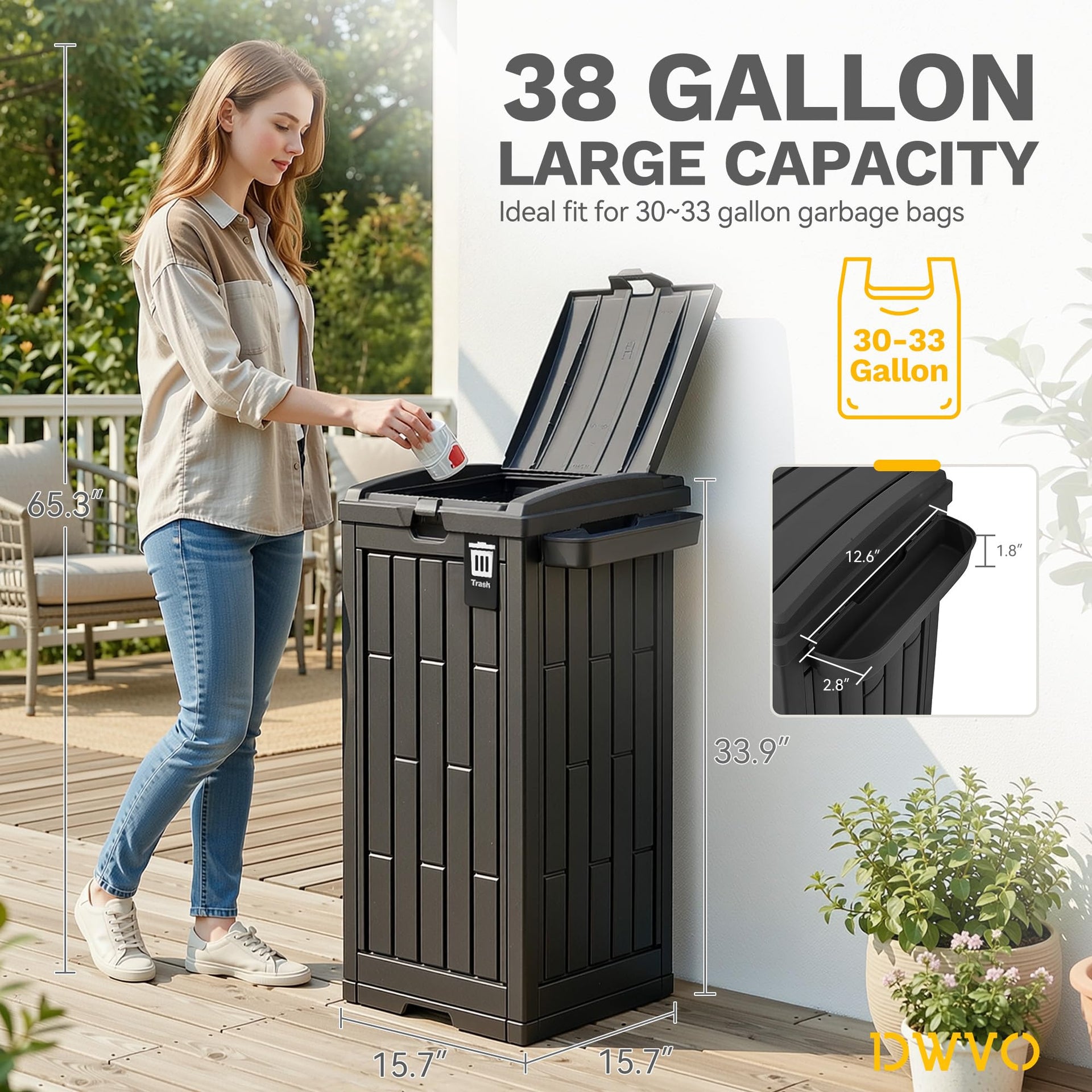 38 Gallon Outdoor Trash Can