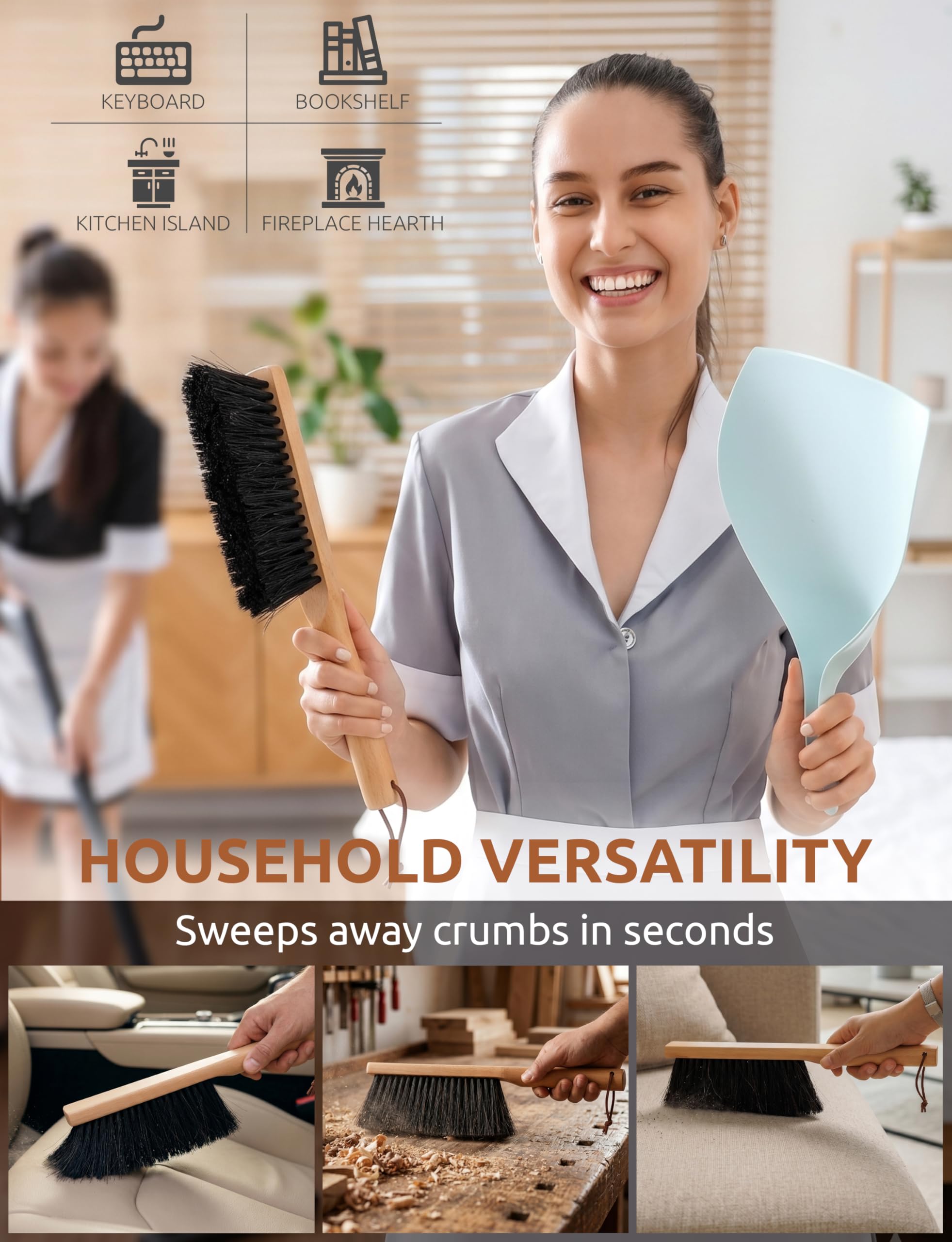 Firm Horsehair Counter Brush