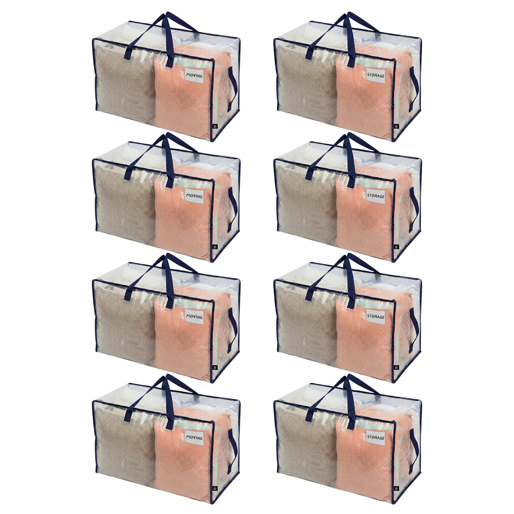 8 Pack Clear Extra Large Moving Bags & Storage Totes (8 Count)